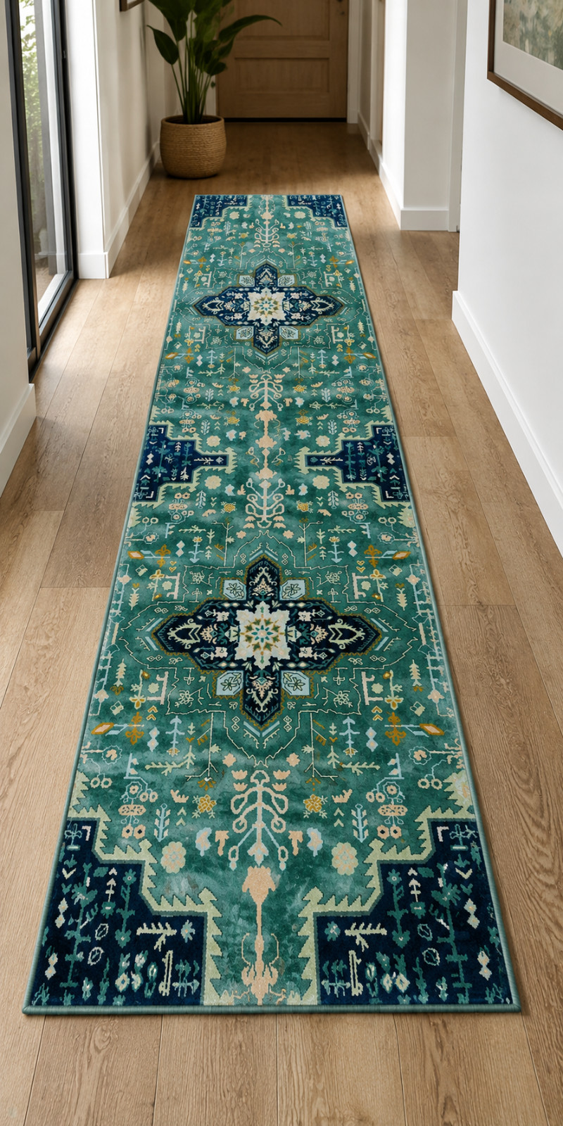 Hand Tufted Woolen Rug ANTHRO MARIBELLE TURQUOISE SILK Carpet for Living Room