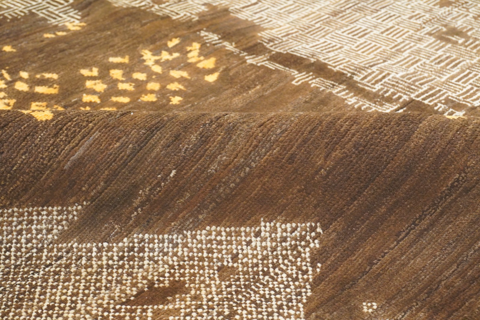 8×10 ft Brown Afghan Hand Knotted Wool Modern Area Rug