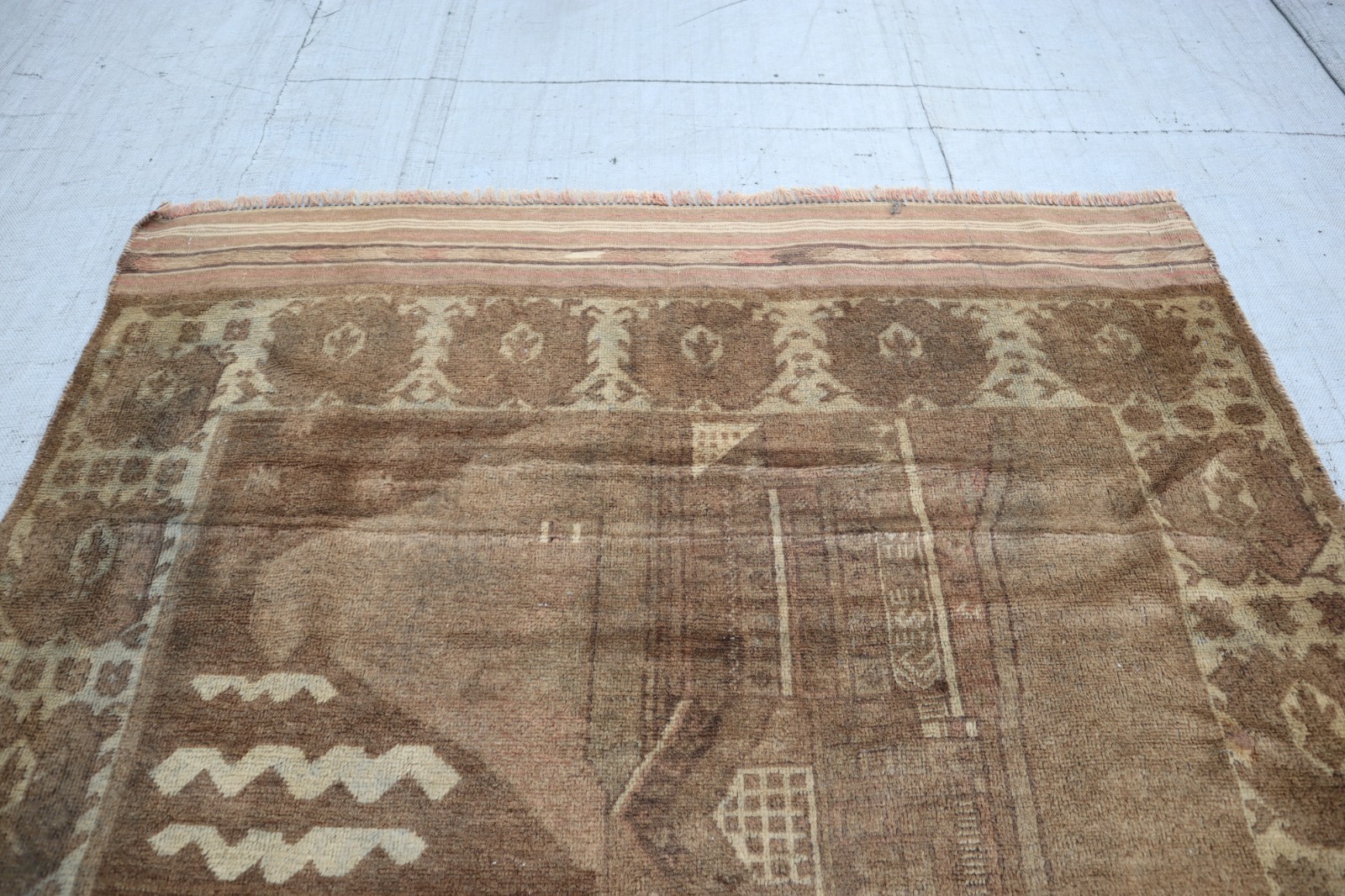Afghan Medallion Design Rug 4’3×6’7 ft Antique Orange Black Turkmen Tribal Rug