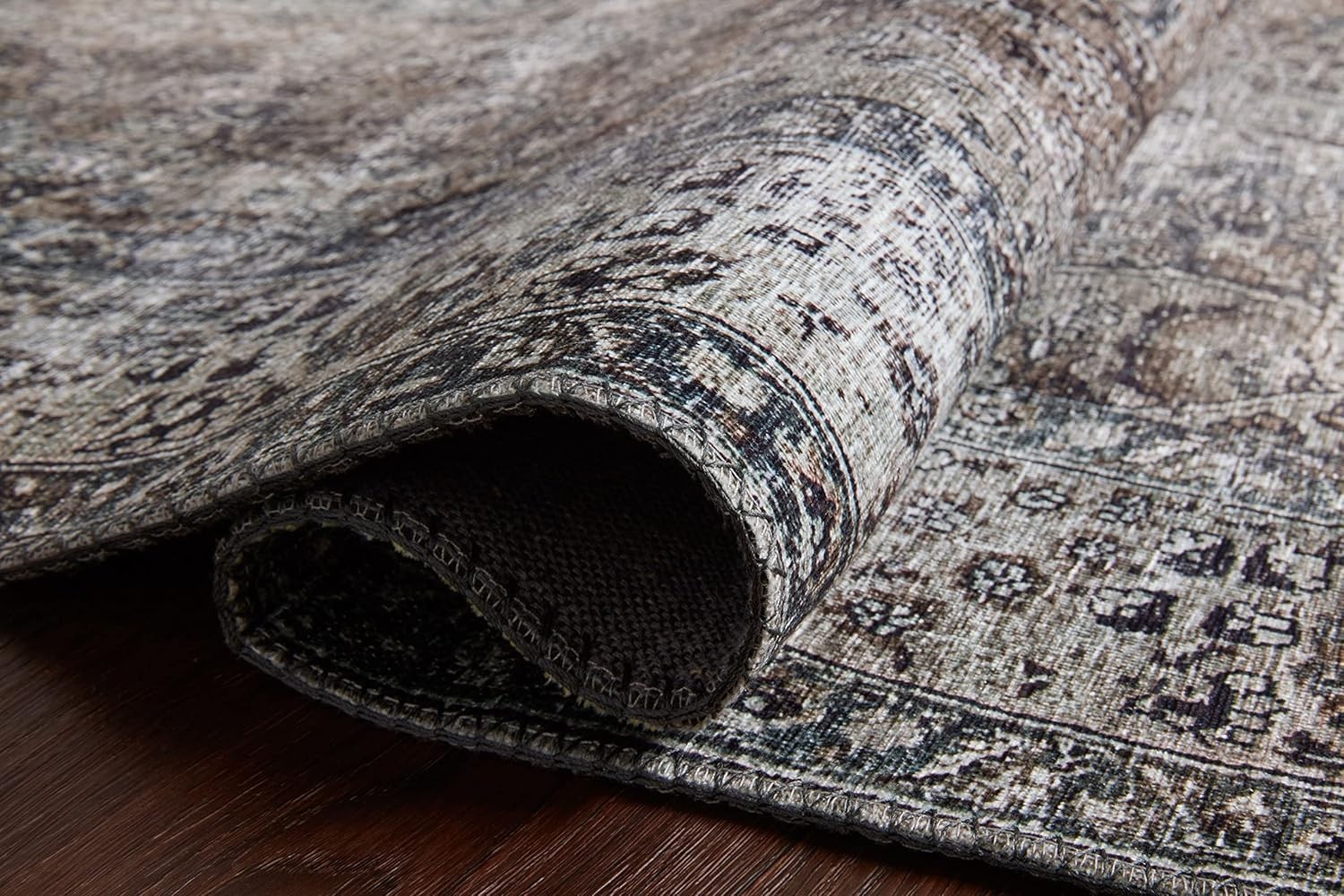 Layla Collection Vintage Inspired Taupe/Stone Accent Rug
