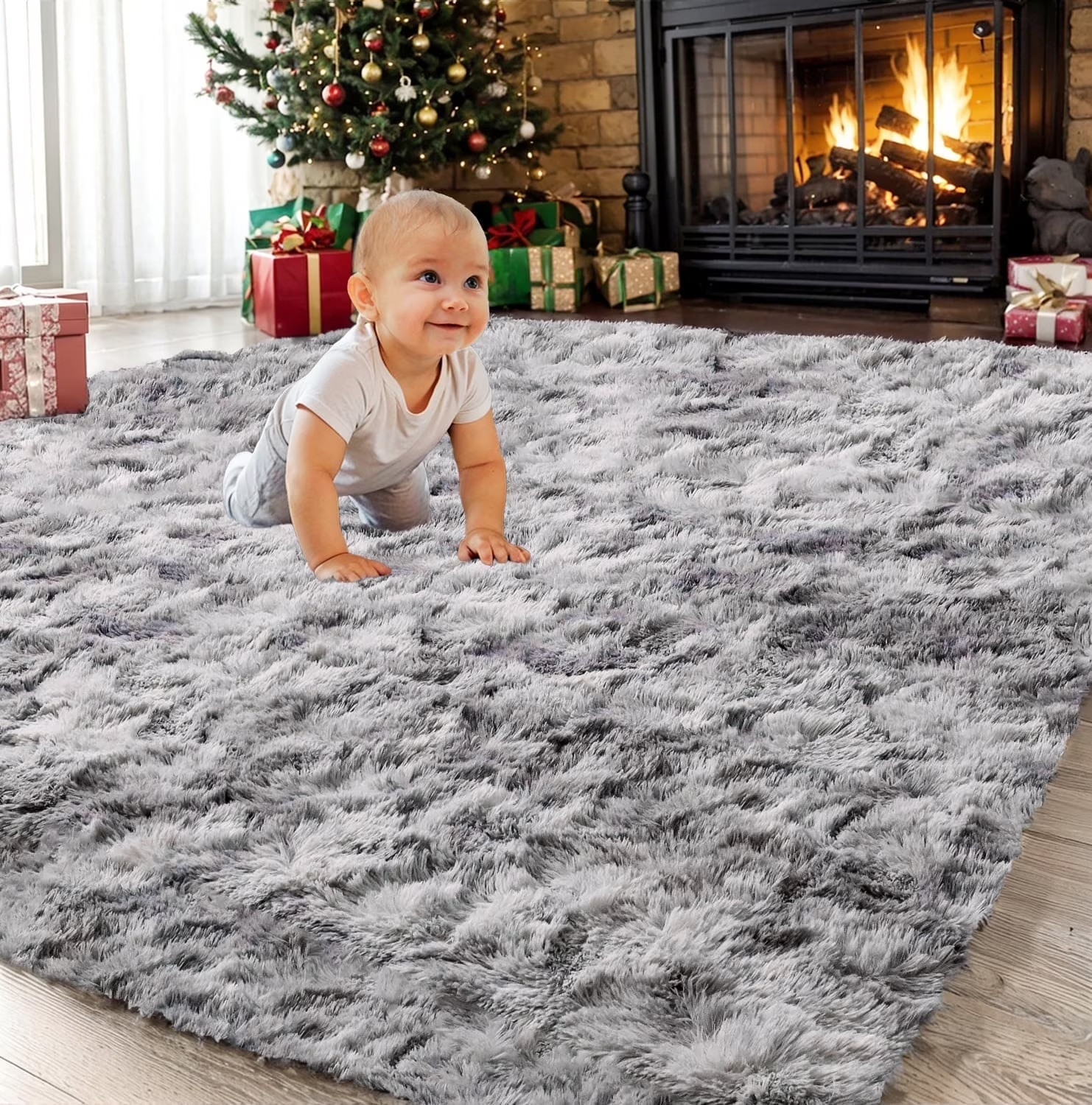 Area Rug for Bedroom,4’X5.2′,Fluffy Shag Rug for Living Room,Furry Carpet for Ki