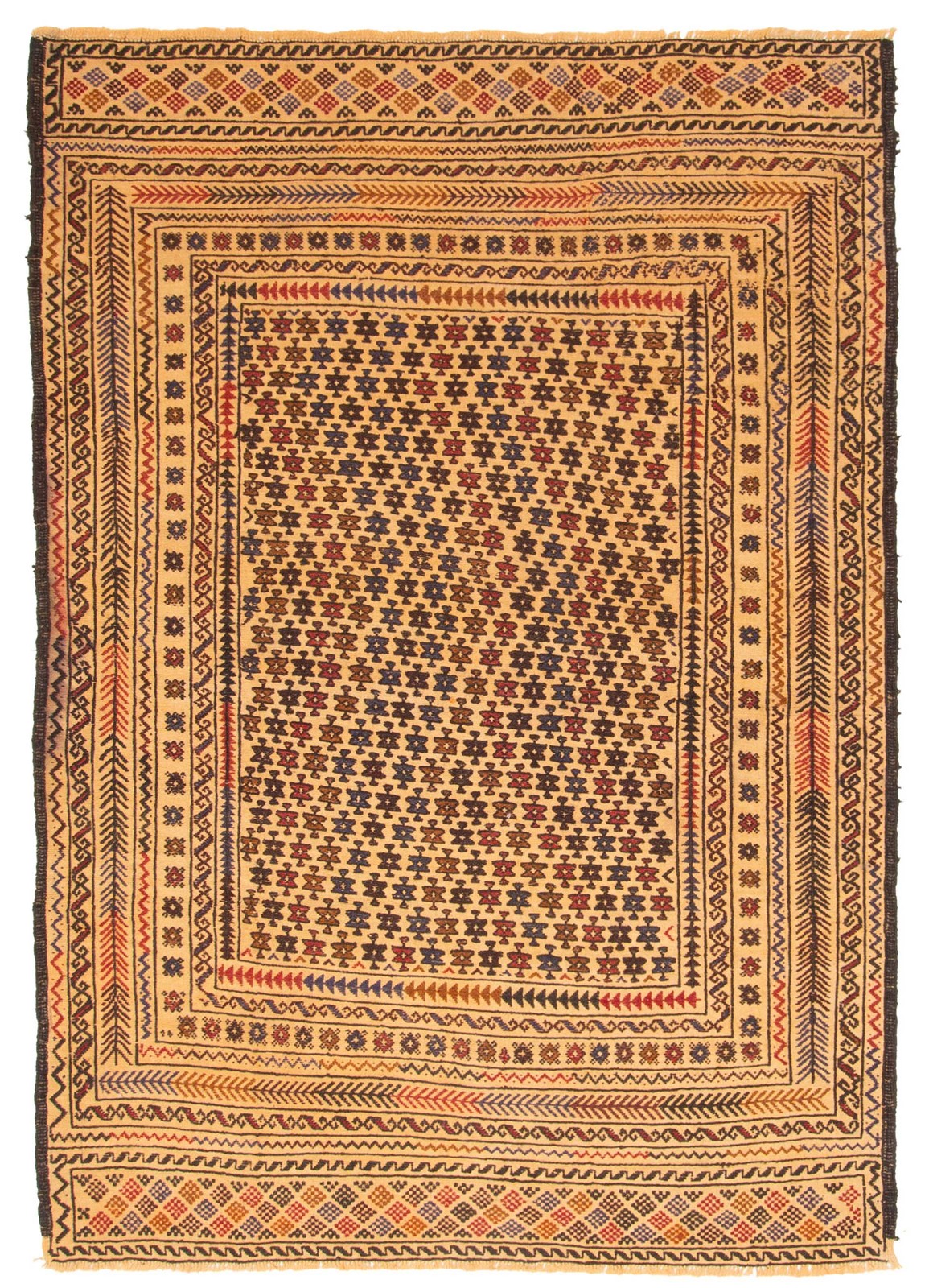 Vintage Hand Woven Area Rug 4’5″ x 6’4″ Traditional Wool Oriental Carpet