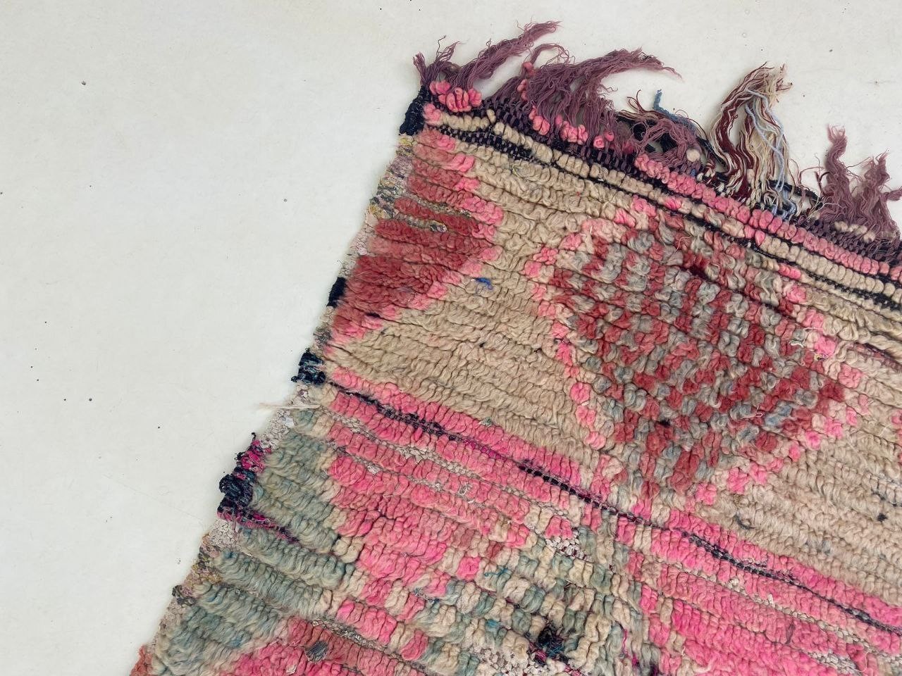 Moroccan Handmade Berber Wool Rug 1’9×6’9 Colorful Authentic Vintage Hallway Rug