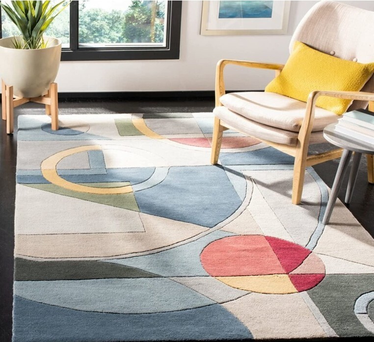 Hand Tufted Wool Rug Geometric Modern Area Carpet, Bedroom Living Room Office A1