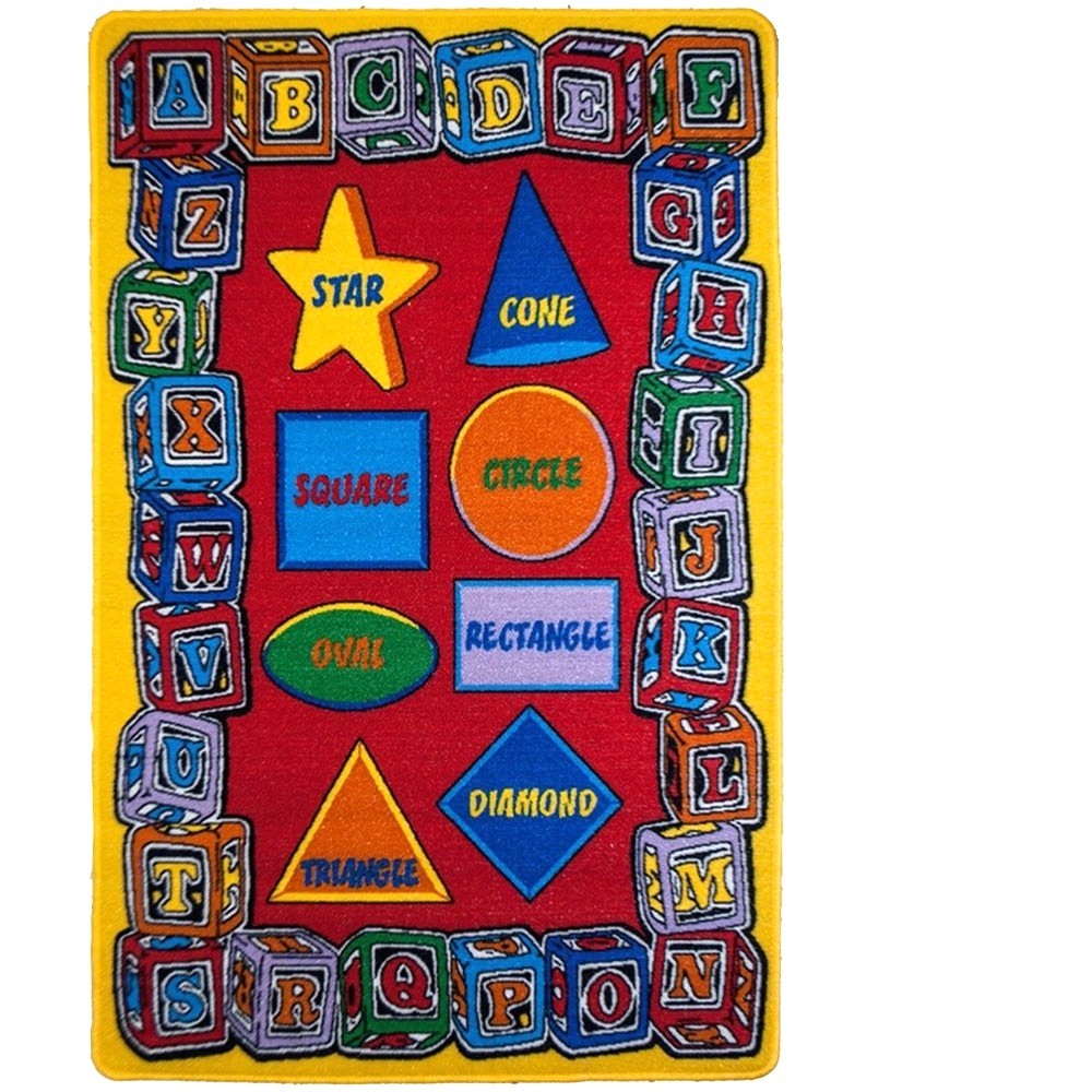 KIDS CHILDREN SCHOOL CLASSROOM ABC SHAPES 3’3″x4’9″ EDUCATIONAL NON SKID GEL RUG