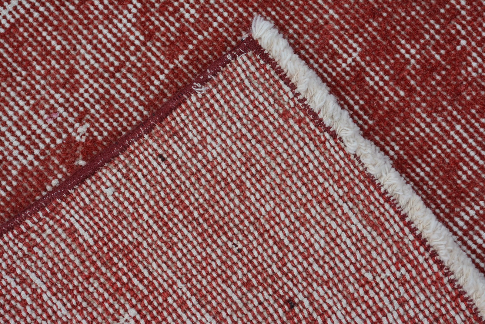 Vintage Area Rug 4,3×7,5 ft, Red Green Abstract Rug Wool