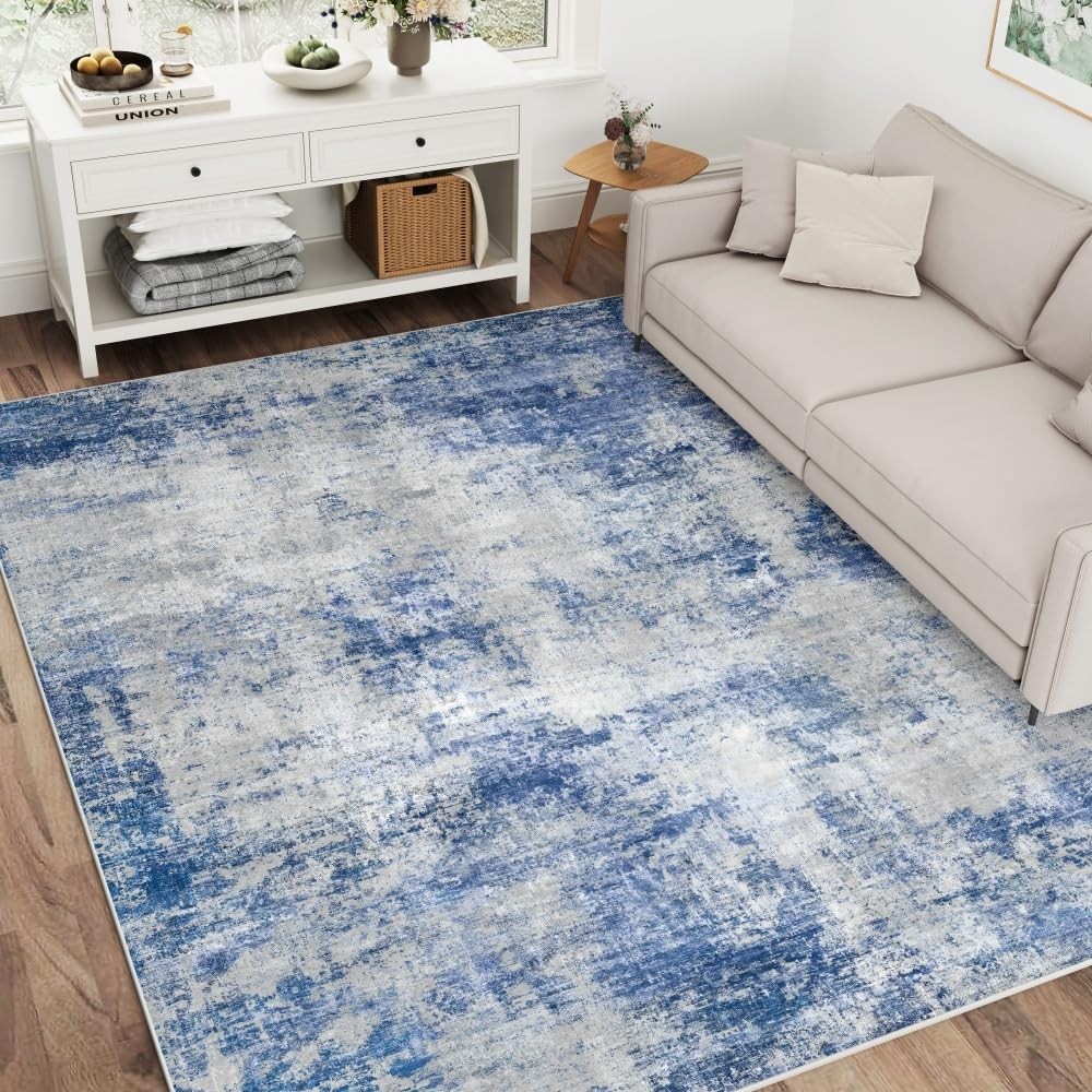 8×10 Modern Abstract Area Rug – Washable, Non-Slip, Stain Resistant Carpet for L