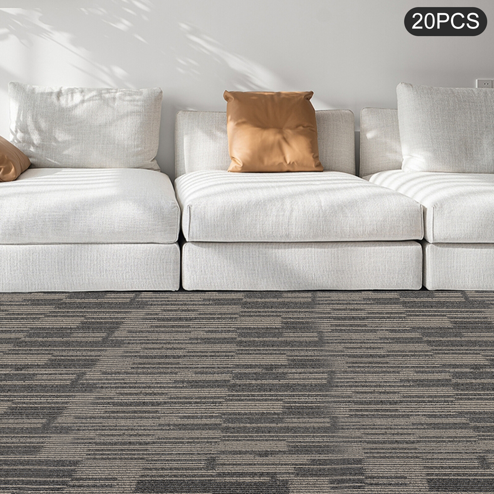 20Pcs Square Carpets 20×20-inch Interlocking Commercial Carpet 5.5mm Thickness