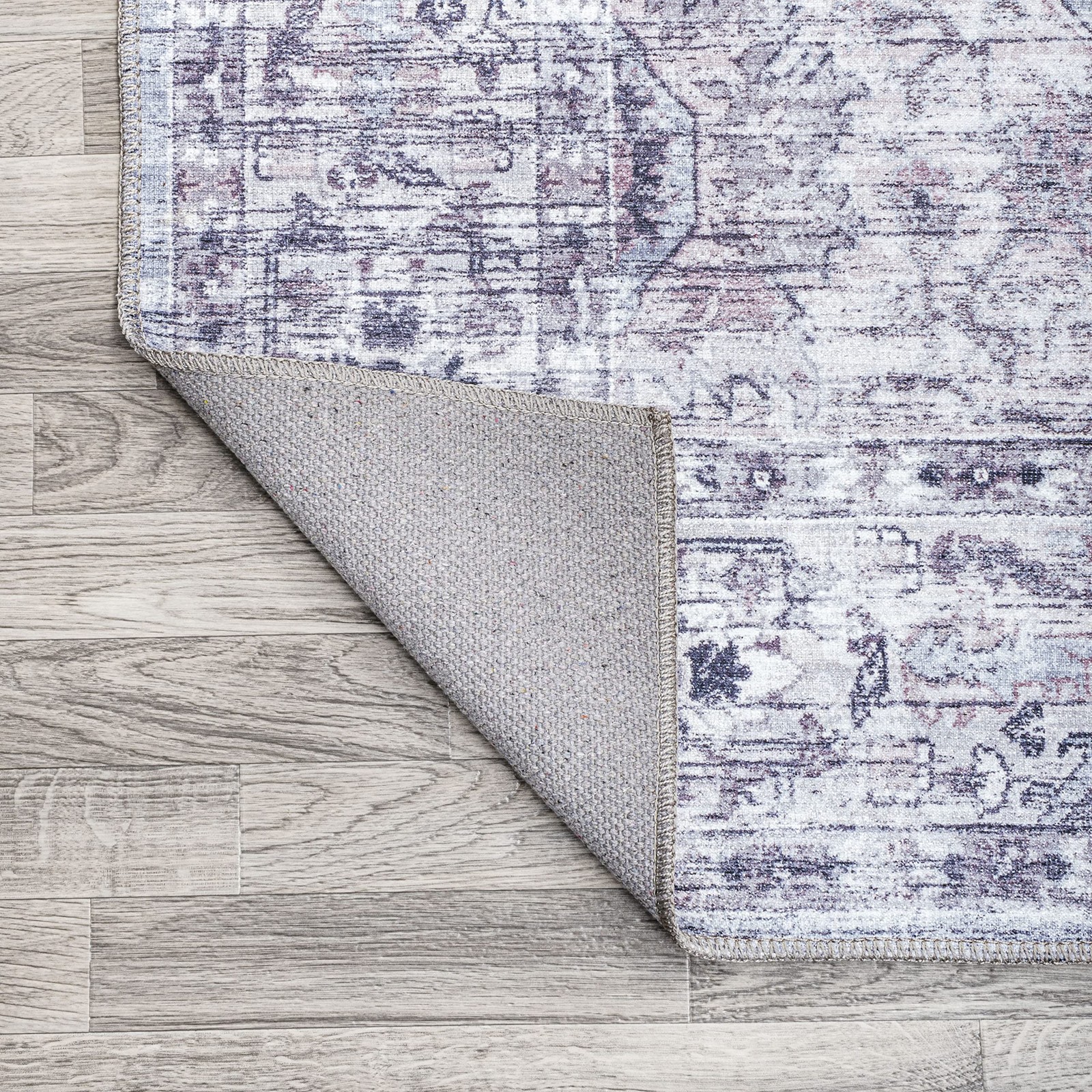 Machine Washable Gray/Purple Indoor Area Rug 4X6 ft, Didim Boho Medallion for…