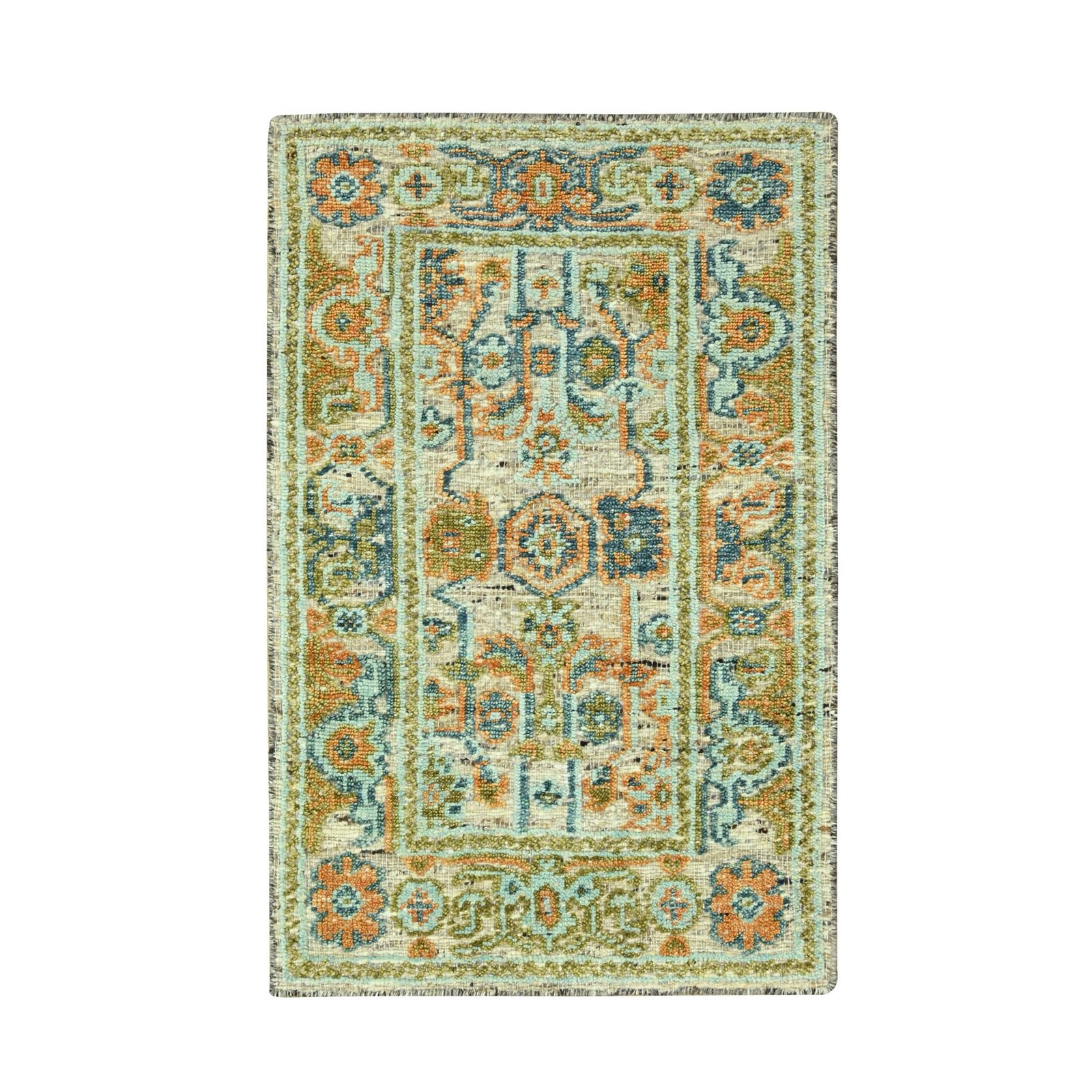 3’x5’3″ Tan Brown Hand Knotted Oushak with Exposed Warps Distressed Wool Rug