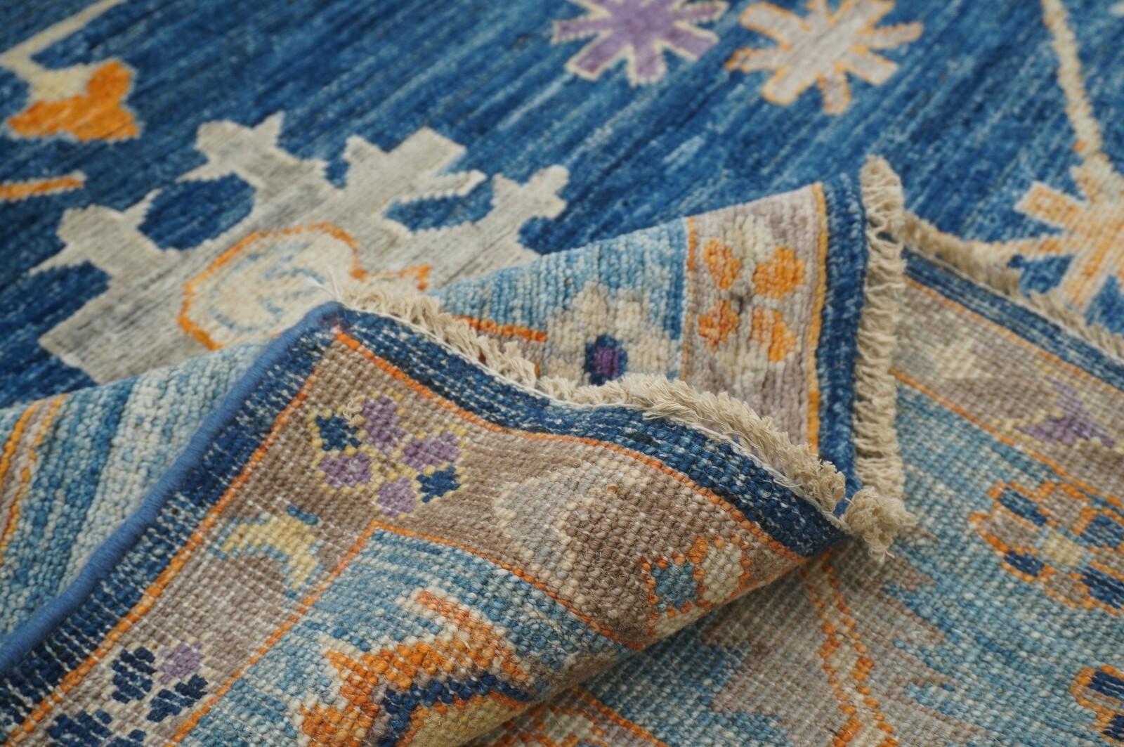 8 x 10 ft Blue Turkish Oushak Hand Knotted Wool Oriental Rug