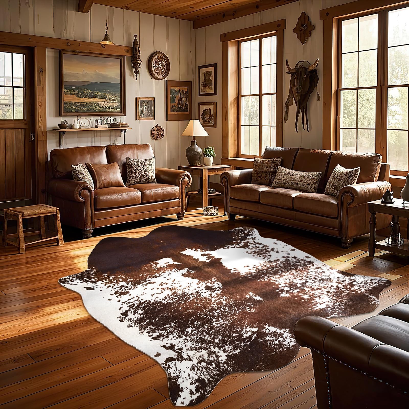 B Benron Western Large Rug Faux Cow Hide Rugs For Living Room Bedroom Home