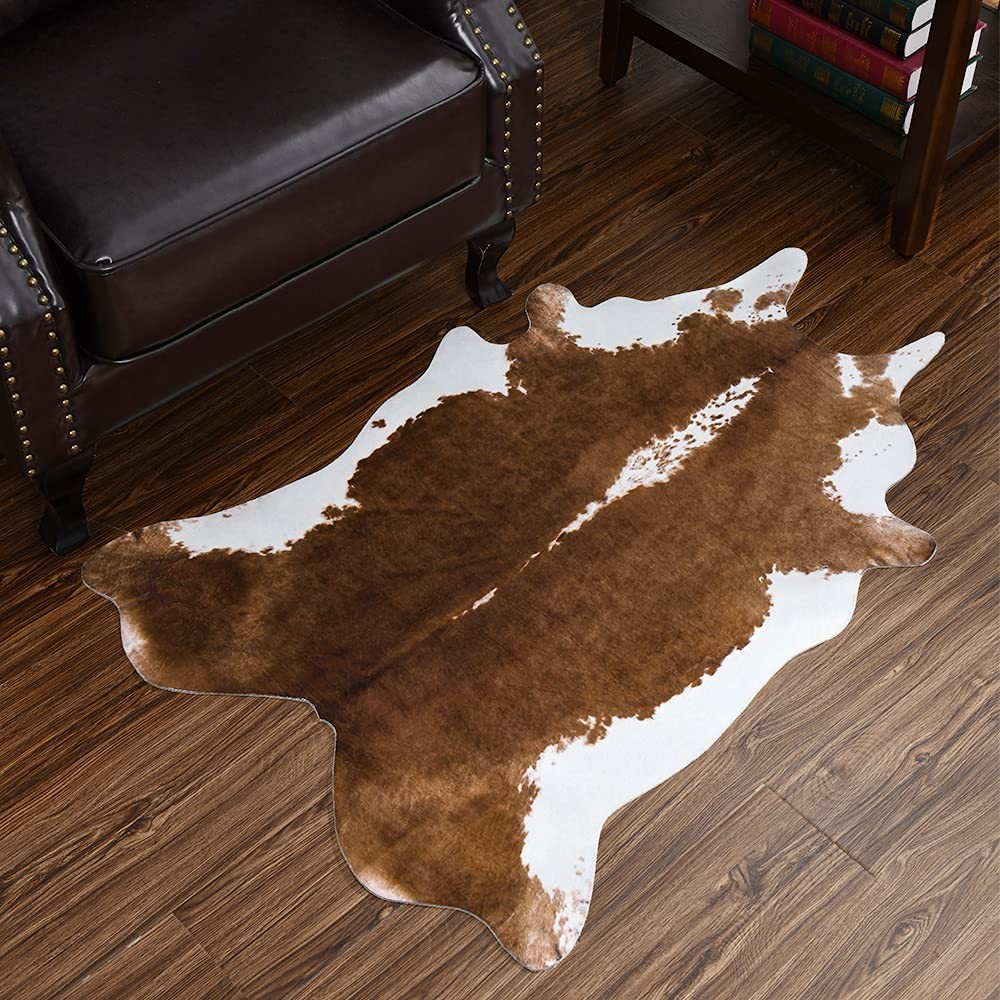 Cowhide Rug, Cute Cow Print Rug for Living Room Faux Cow Hide Animal Print Ca…