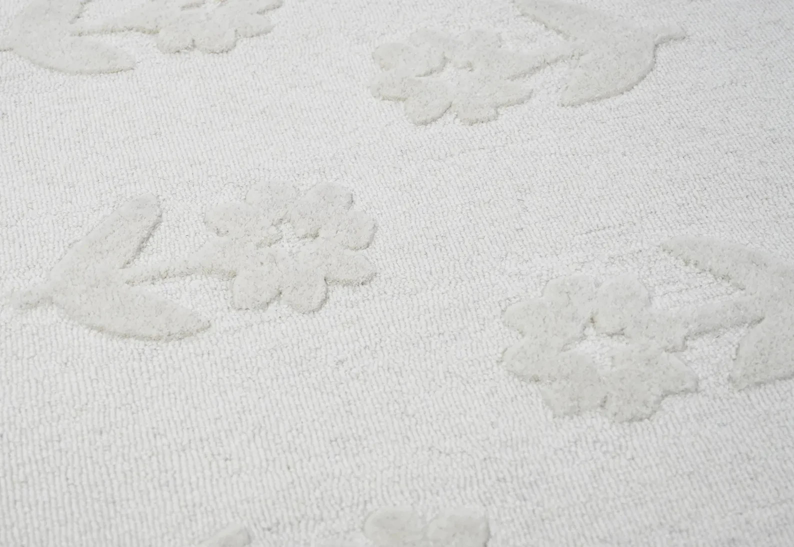 Handmade Hand Tufted Kids Rug, Cream Floral Nursery Rug, Scalloped Edge 8×10
