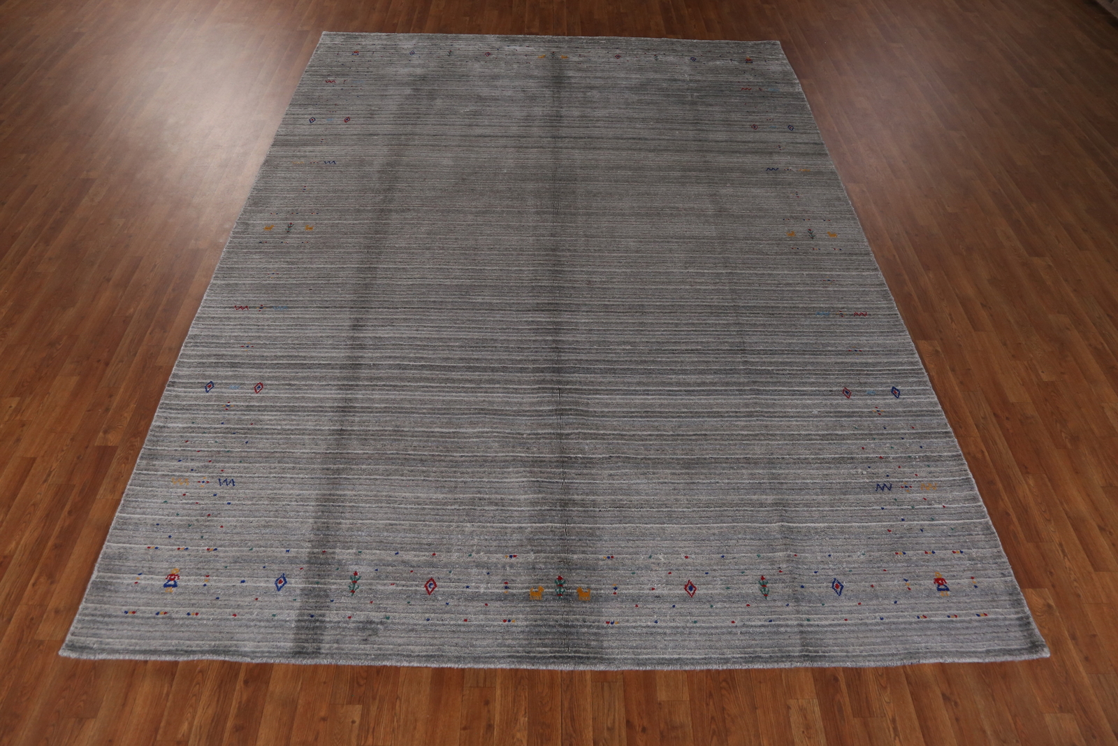 Eye-catching Gabbeh Area Rug Gray Color Handmade Silk 9×12 ft