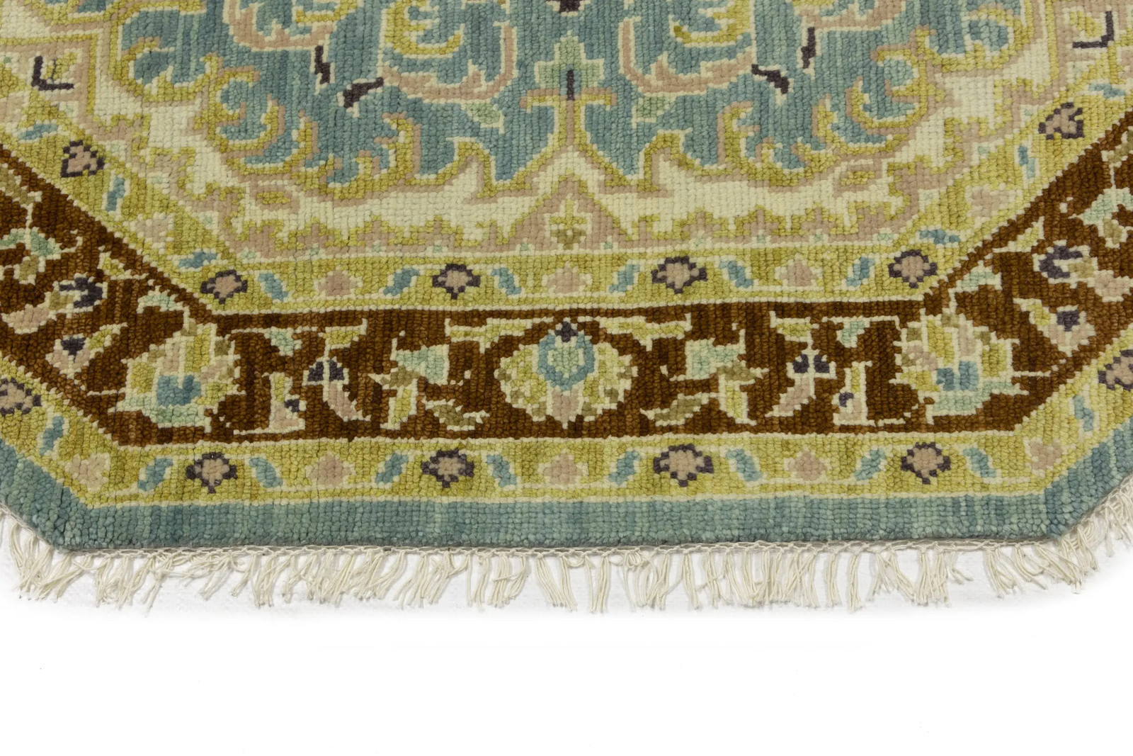 6X6 ft Oushak Octagon Oriental Rug Teal Floral Design Bedroom & Kids Room Carpet