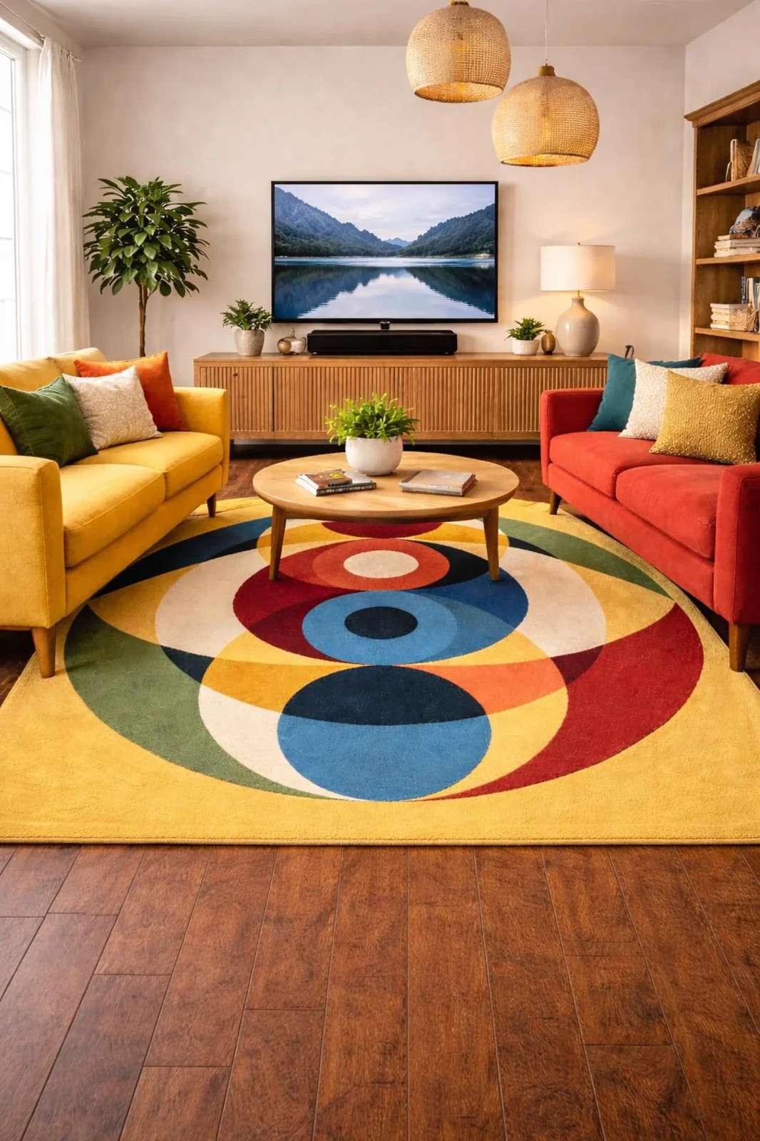 Mid Century Modern Geometric Abstract Hand Tufted 100% New Zealand Wool Area Rug