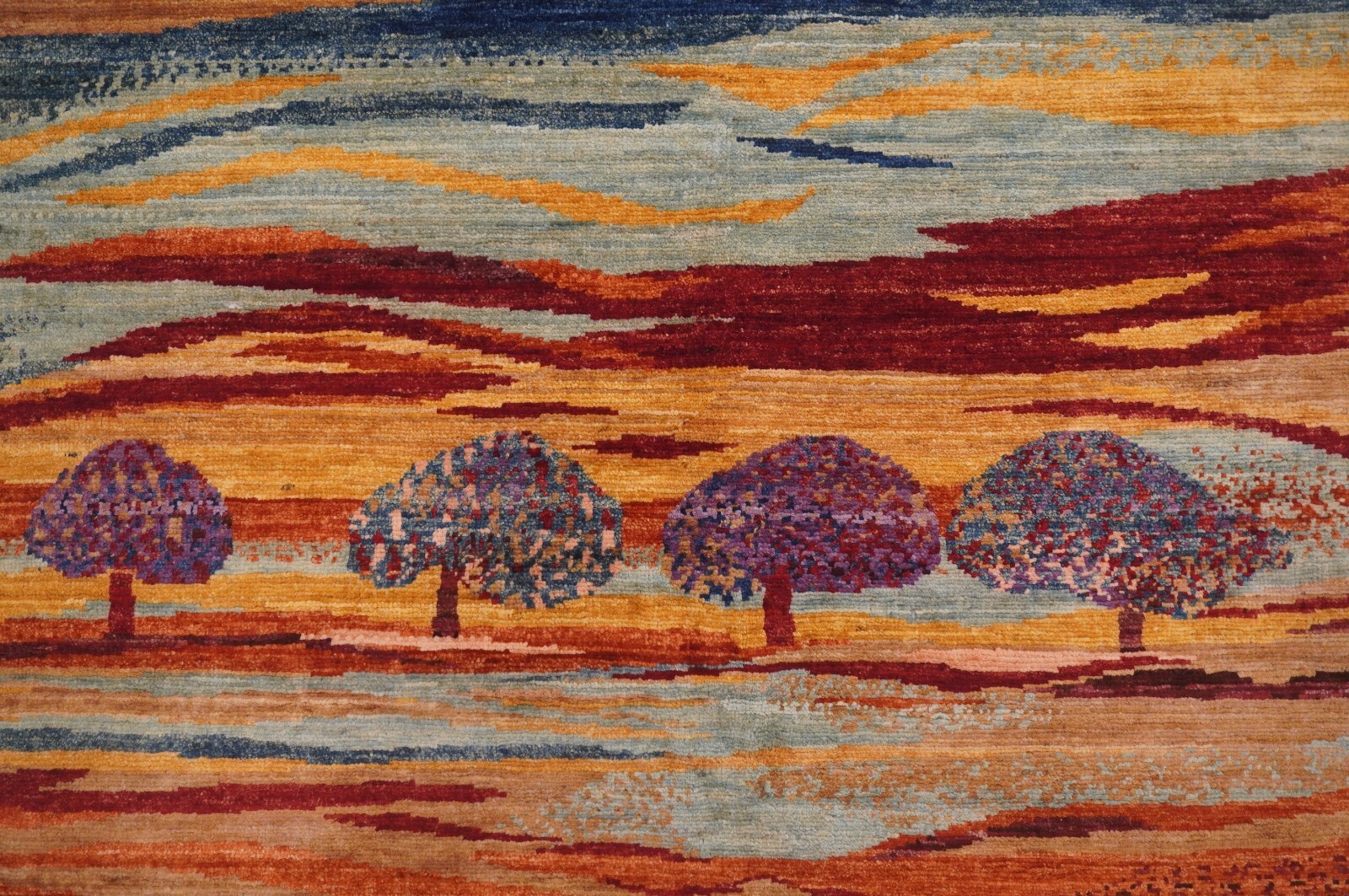 8 x 10 ft Multicolor Landscape Gabbeh Tribal Afghan Hand Knotted Wool Area Rug