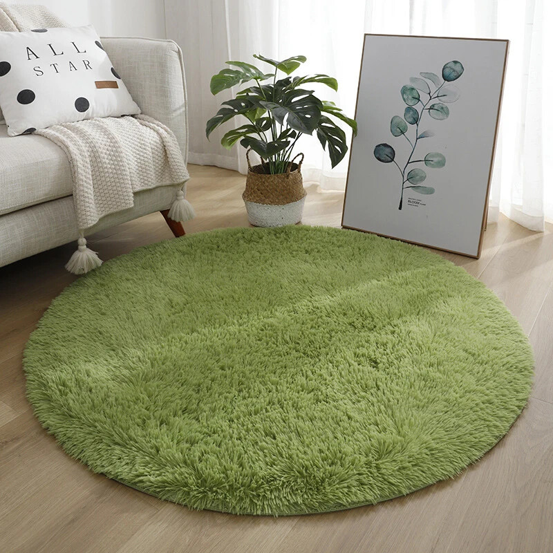 Living Room Round Rug Carpet Nonslip Bedside Coffee Table Mat Thick Pile Rugs