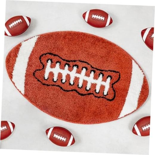 Football Rug, 32” × 20” Football Room Decor, Rug for Boys Room, Slip Brown