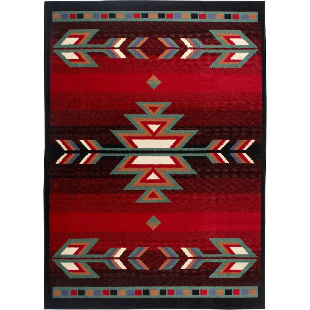 Southwestern Geometric Area Rug 8×11 Country Lodge Log Cabin Living Dining Room