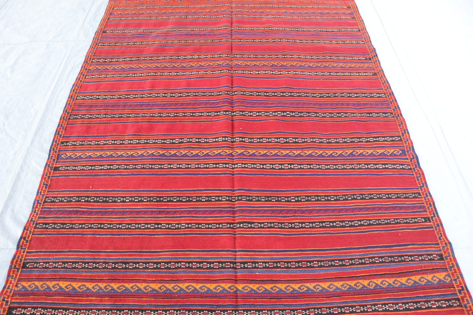 1960s Antique 5’5×7’10 ft Sumak Rug, Handwoven Rug, Oriental Striped Bedroom Rug