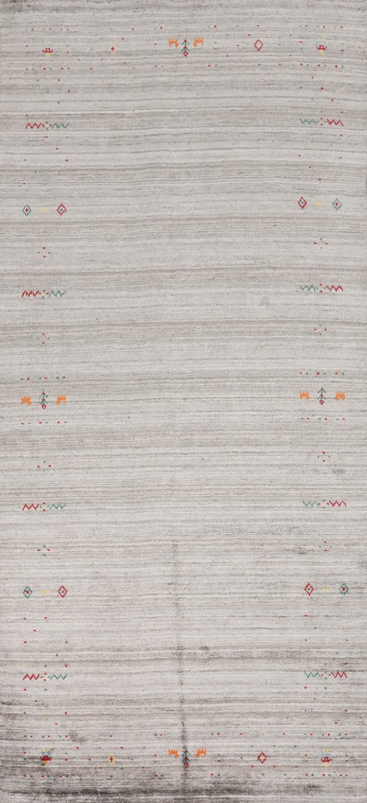 Bohemian Handmade Area Rug 5×12 Tribal Style in Soft Grey with Delicate Accents
