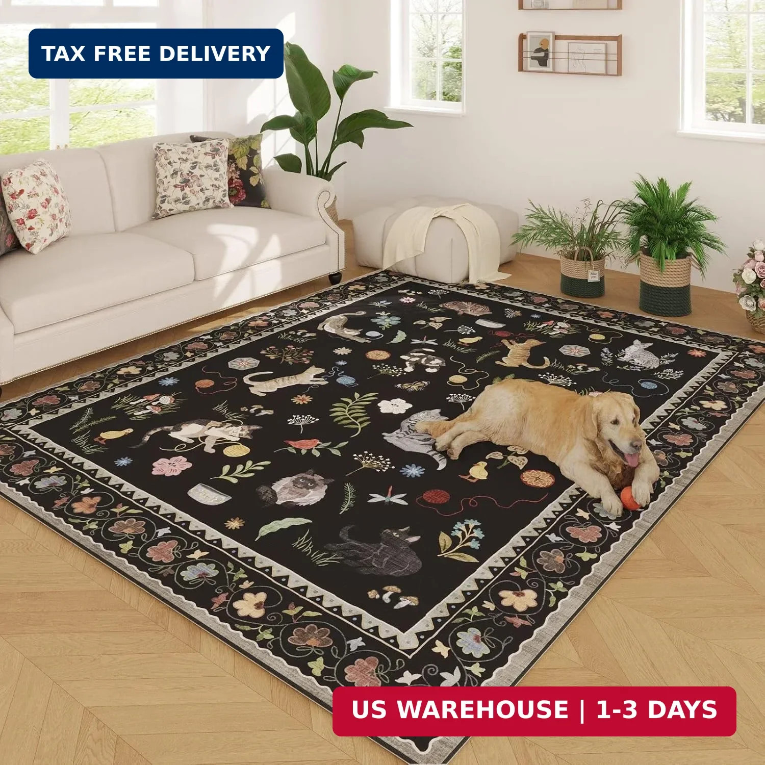 Rugcomf Area Rugs 8×10 Rug for Living Room Clearance Washable Boho Area Rug Non