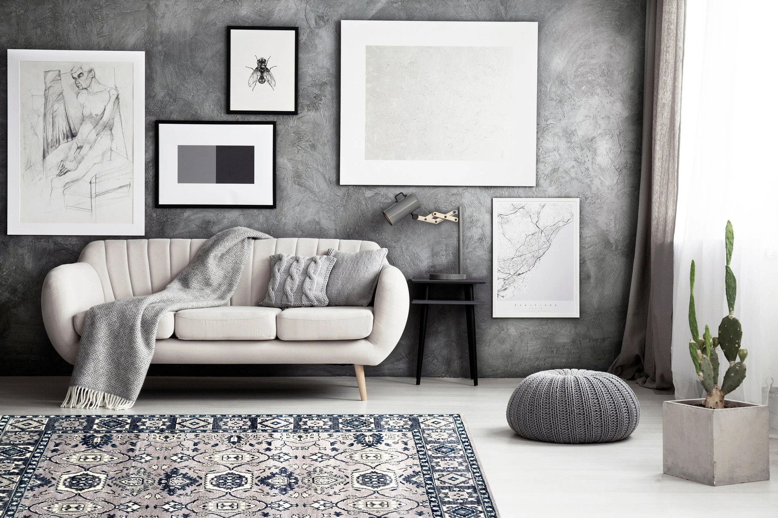 Captivating Jasmine Gray Hand Knotted Wool Rug