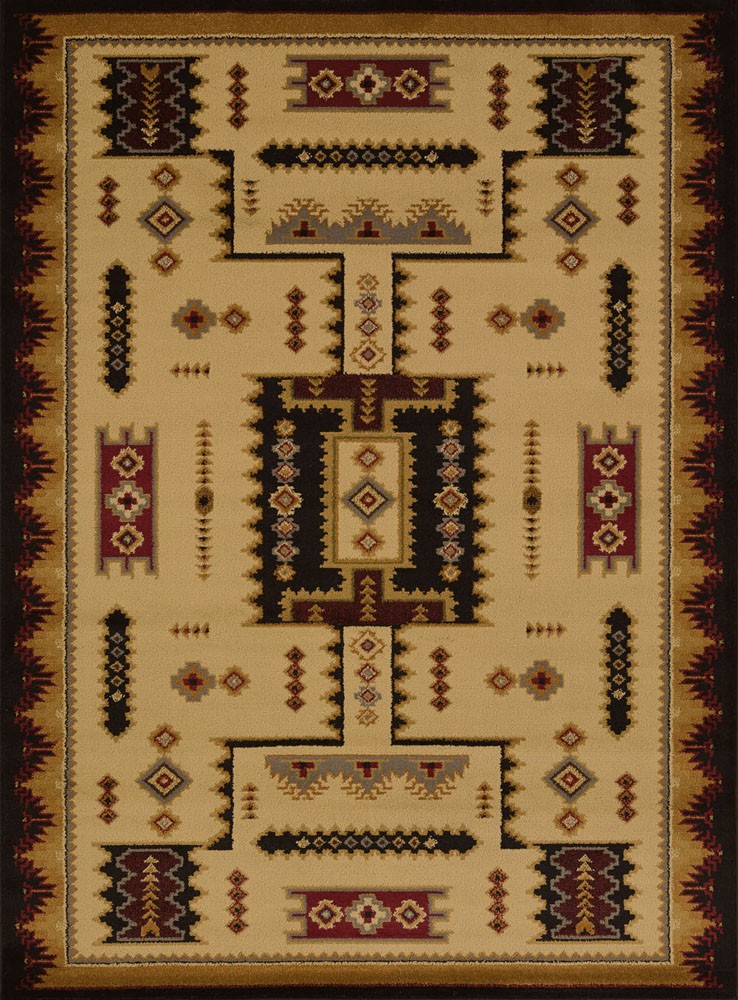 Ivory 8×11 Circles Southwestern Patchwork Area Rug: Actual Size 7′ 10″ x 10′ 6″