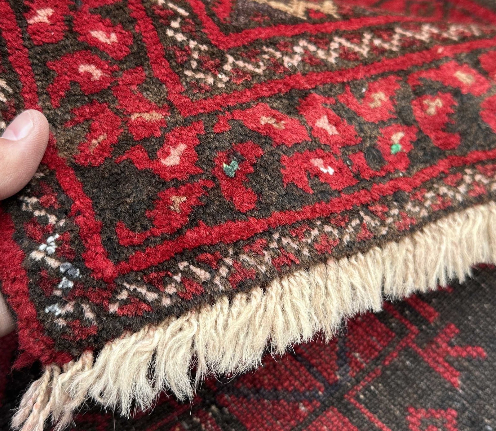 Kizil Ayak Ersari Turkmen Prayer Rug Hand Knotted Wool Vintage Red 3×4 Carpet