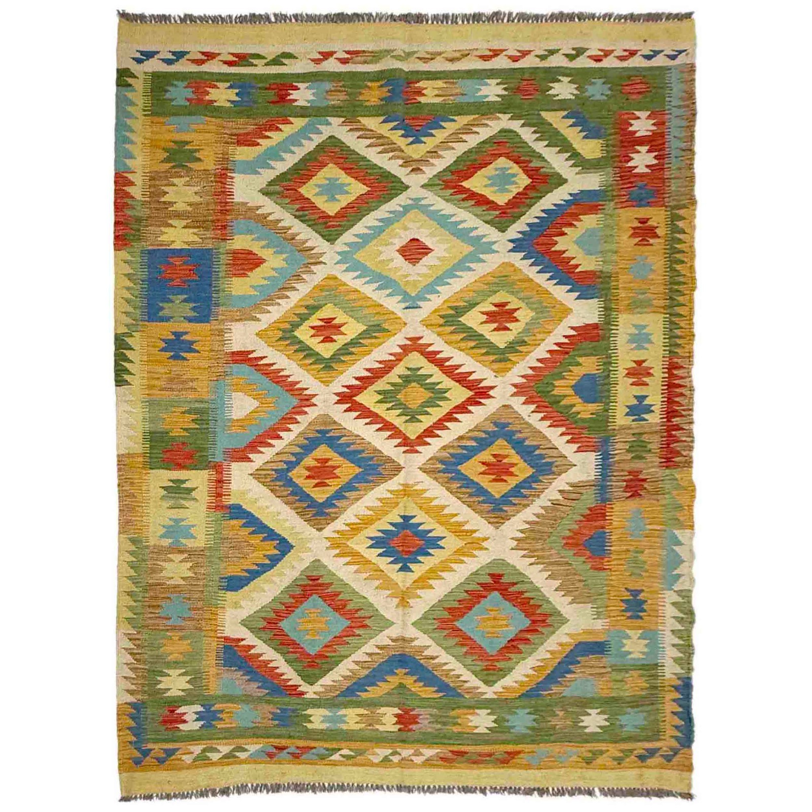 5’6×8’0 Ft Afghan Reversible Kilim Oriental 100% Wool Tribal Rug Handmade G38836