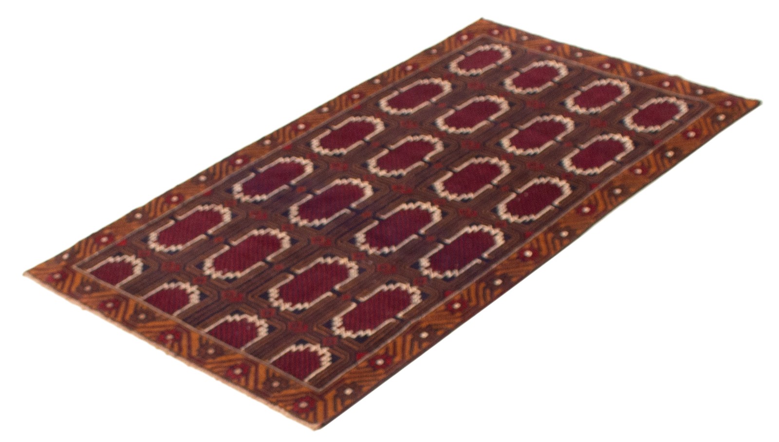Vintage Geometric Area Rug 3’6″ x 6’3″ Traditional Hand-Knotted Wool Carpet