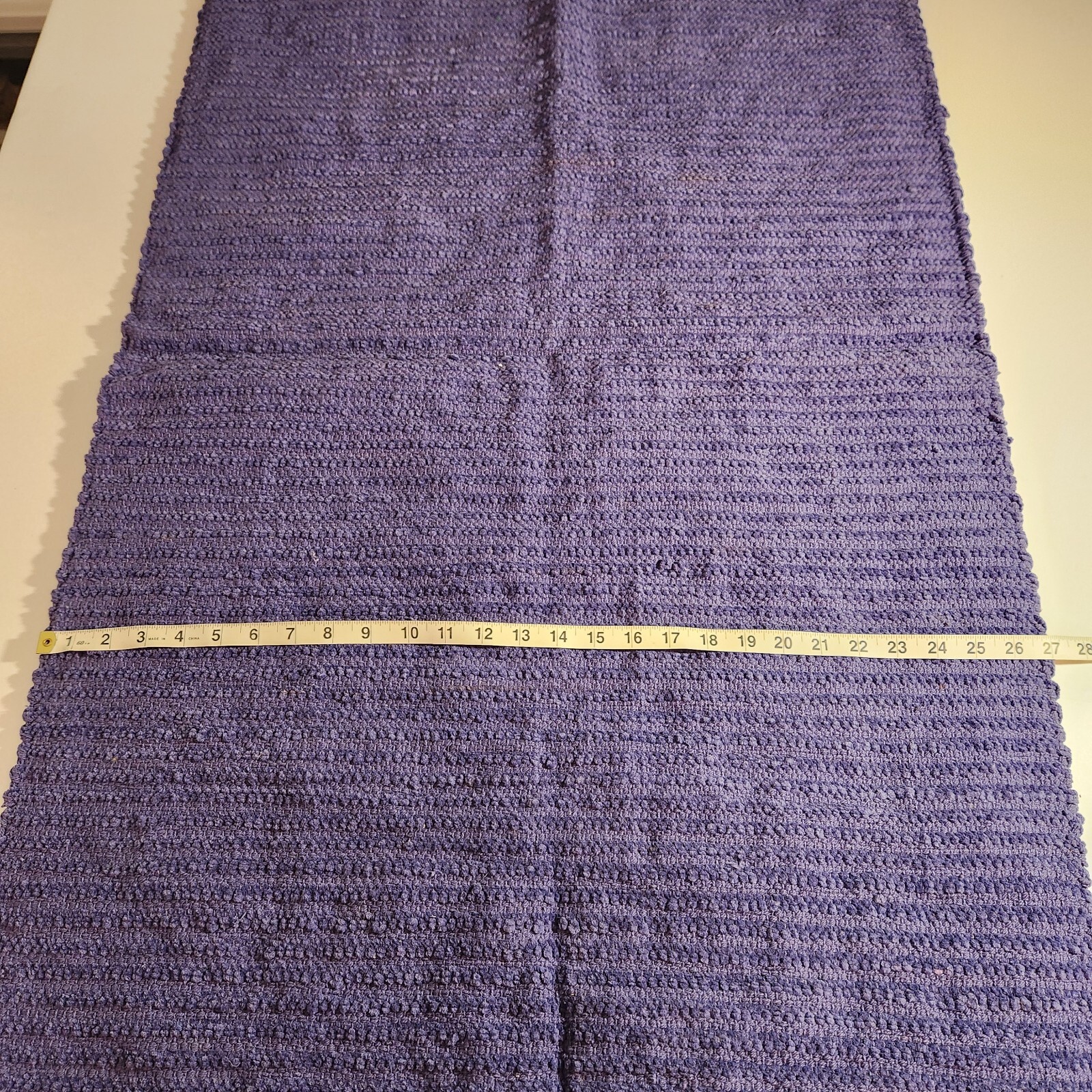 Chenille Shag Throw Rug Bath Mat 27″ x 45″ Periwinkle Blue Handwoven Cotton New