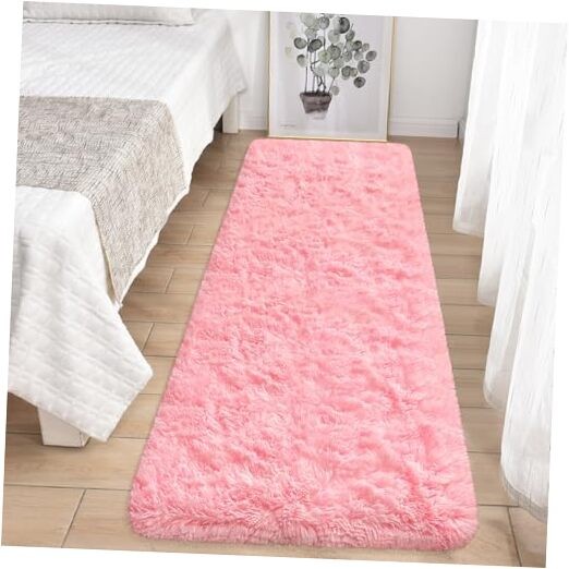 Pink Runner Rug for Bedroom 2×6 Fluffy Shaggy Area Rug for Living Room Soft