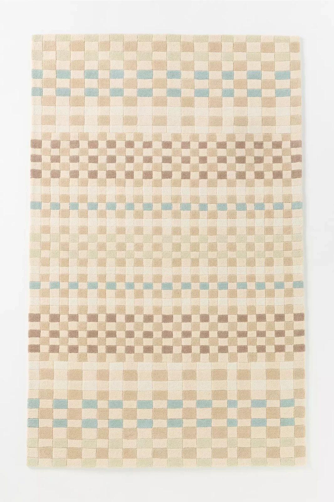 Neutral Checkered Area Rug | Modern Geometric Tufted Carpet