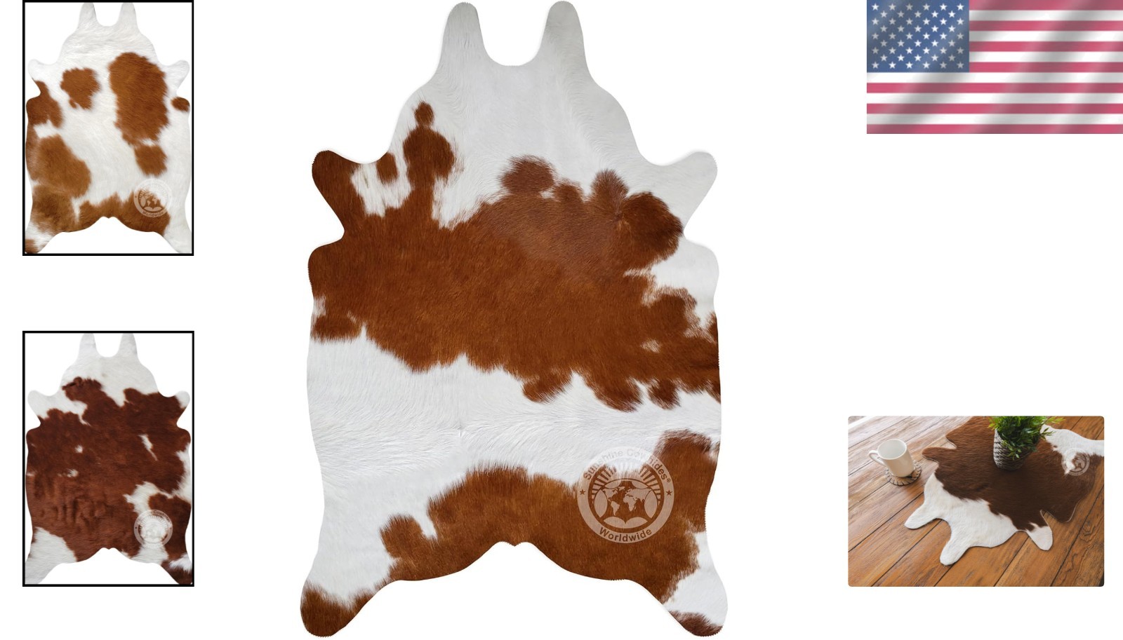 Genuine Calfskin Hereford Calf Hide Cow Skin Cowhide Rug Leather Area Rug 3-3.5