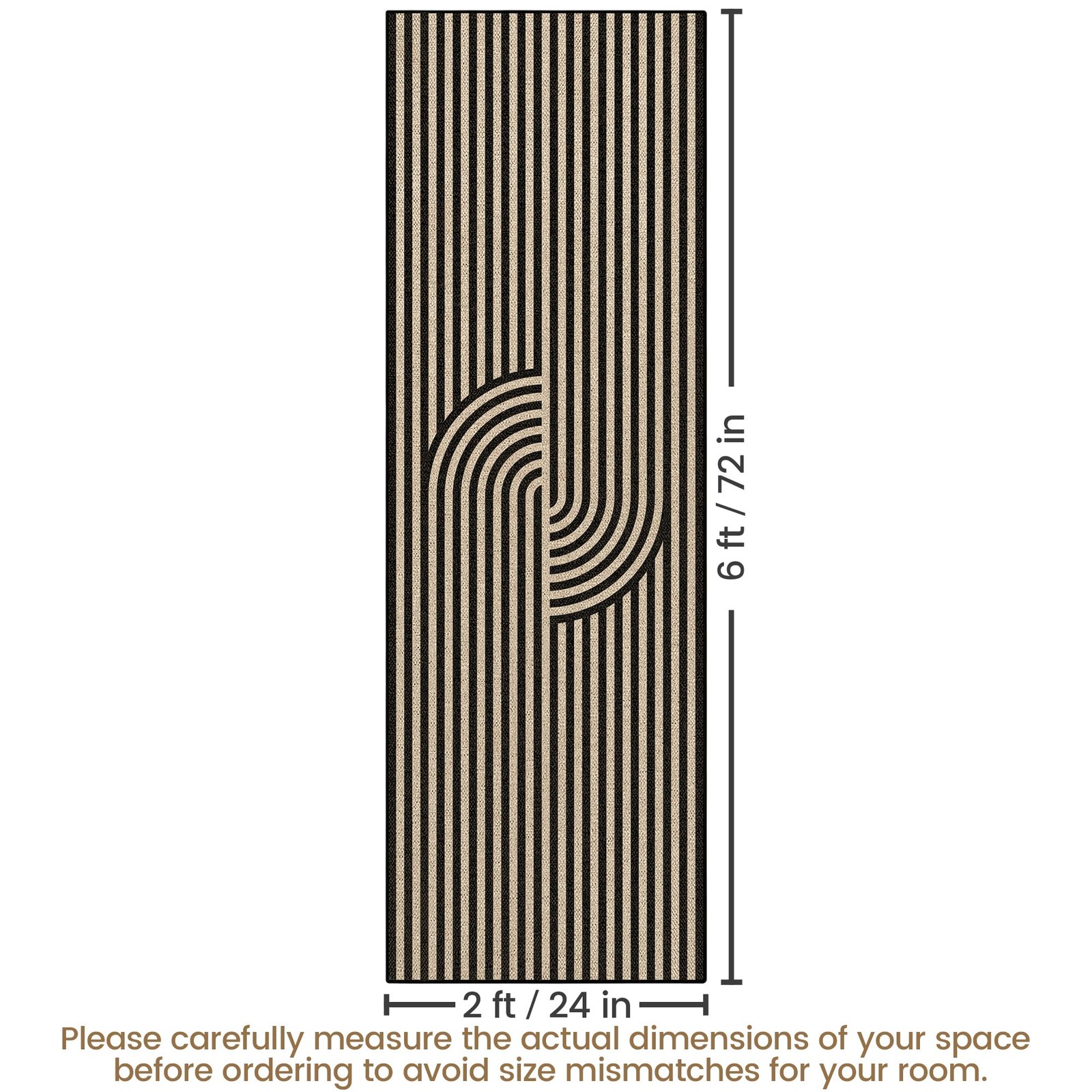 Washable Modern Easy Jute Runner Rug 2×6, Neutral Abstract Boho Geometric Out…
