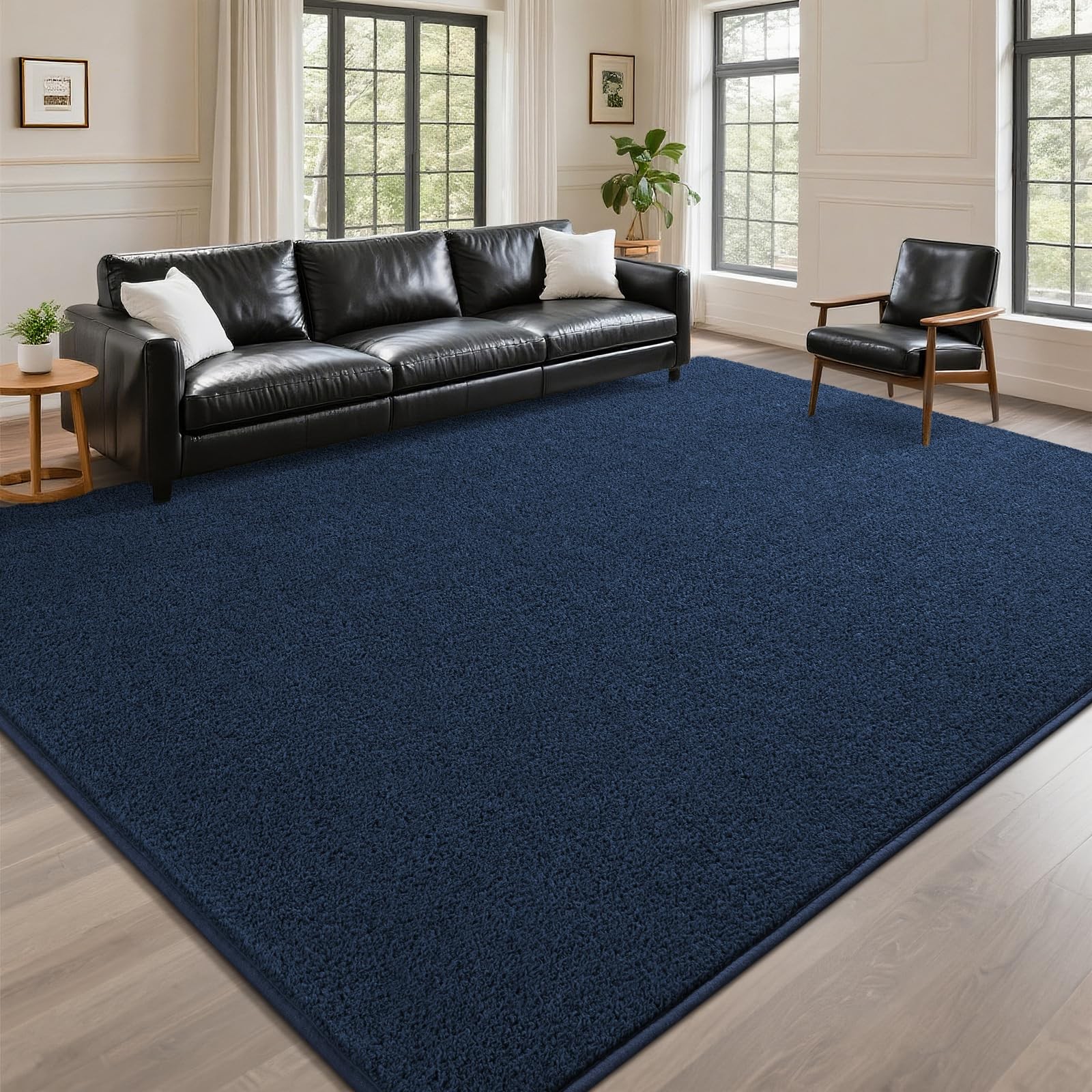 DweIke Modern Area Rugs for Living Room Bedroom, 4×6 Navy Blue Thickened Memory-