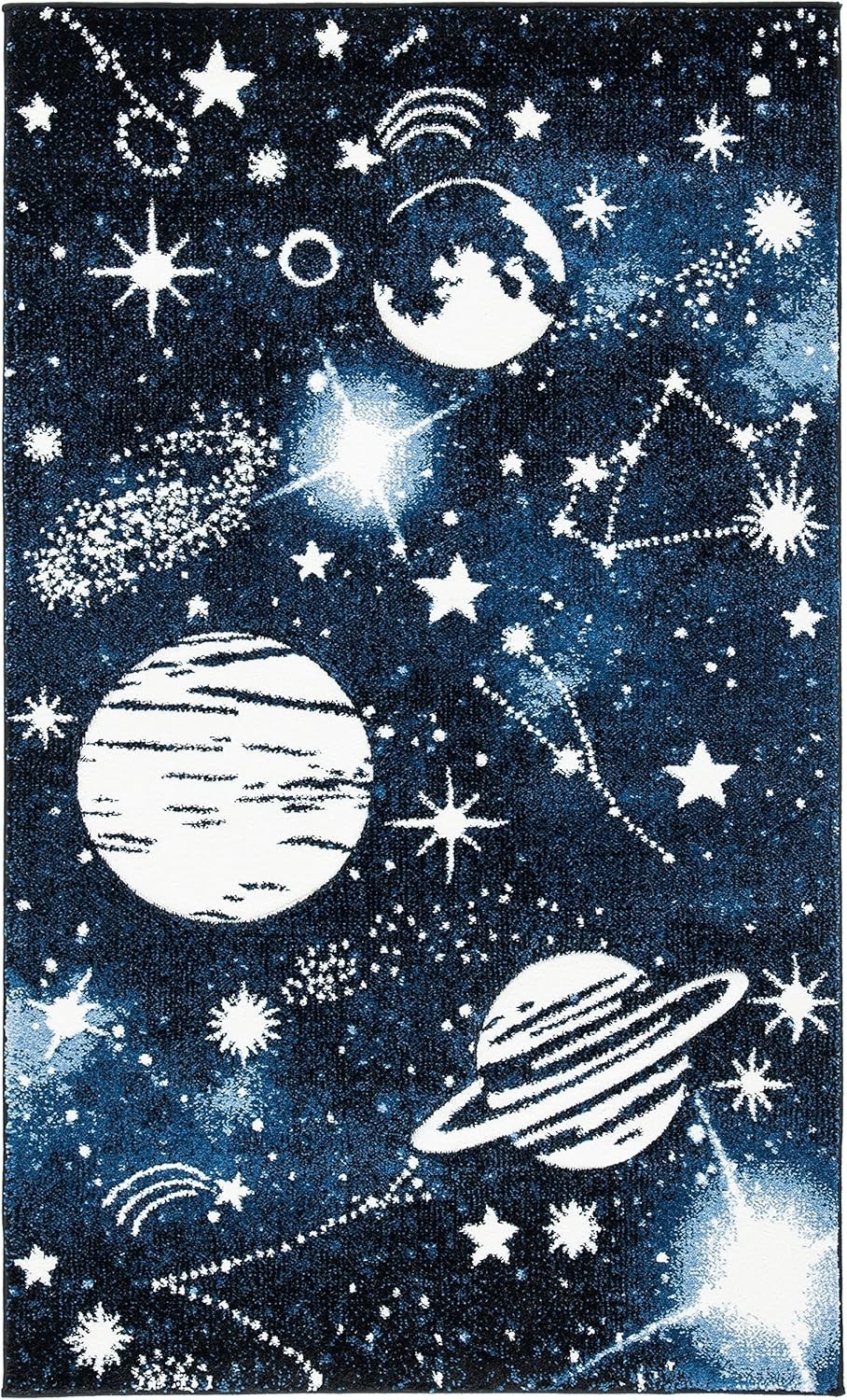 Carousel Kids Collection Area Rug 5’3″ x 7’6″ Dark Blue & Light Blue