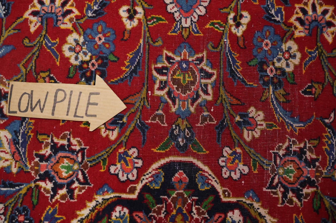 10×13 Traditional Medallion Hand-Knotted Wool Area Rug in Red & Blue Hues