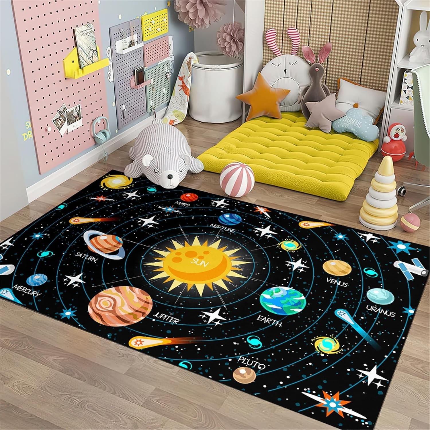 Space Rug Kids Playroom Carpet Educational Planet Solar System 2×3