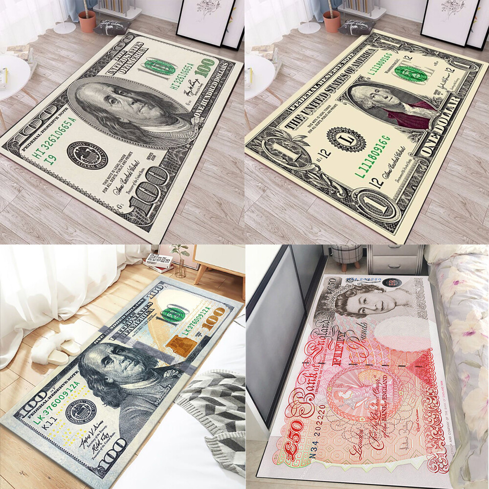 Runner Rugs Banknote Money Dollar Area Rugs Kitchen Mats Hallway Non-Slip Carpet