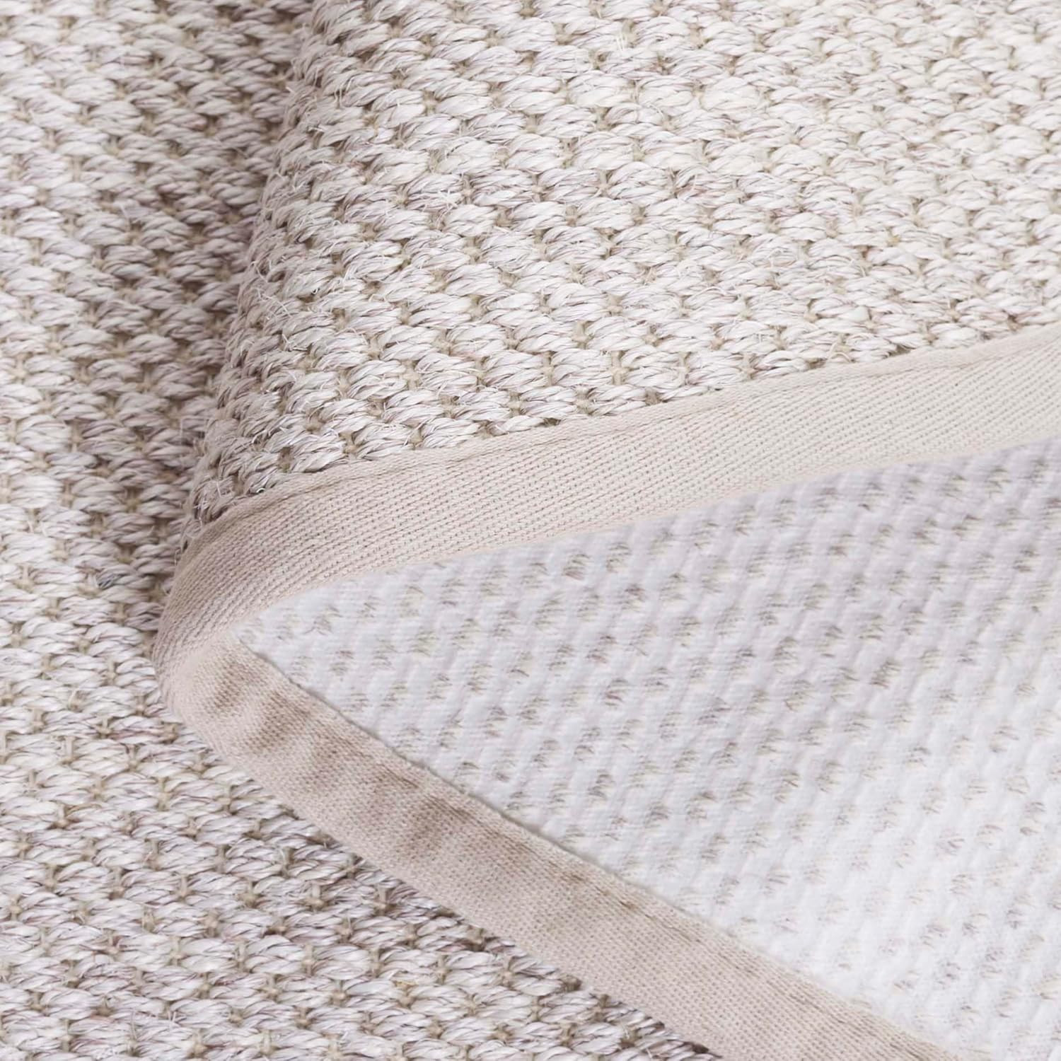 Elegant 8′ Round Natural Fiber Area Rug – Marble & Beige Woven Design