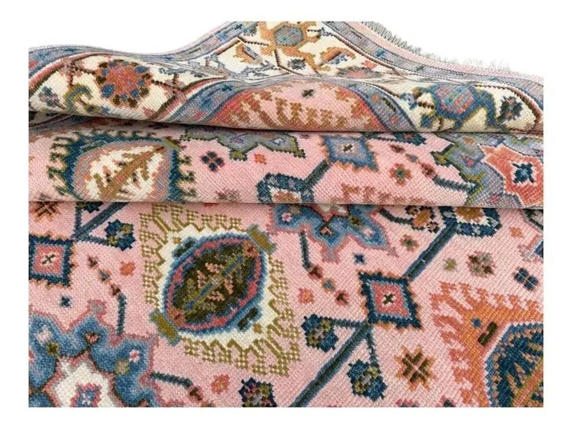 Oushak Antique Hand-knotted Pink/Cream Contemporary Rugs for living area,