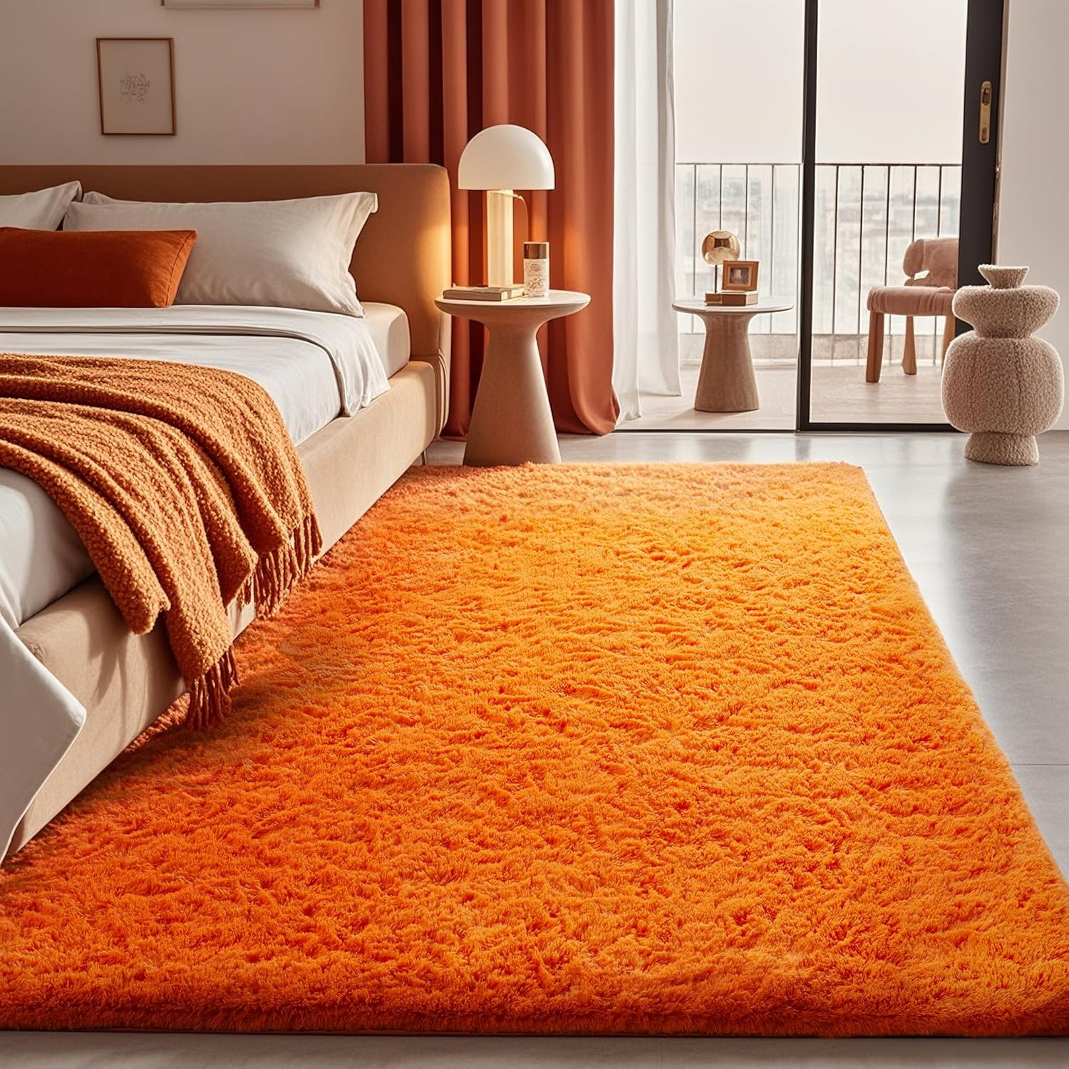 Orange Fall Rugs for Bedroom Living Room,Fluffy Fuzzy Furry Carpet,Plush Soft Sh
