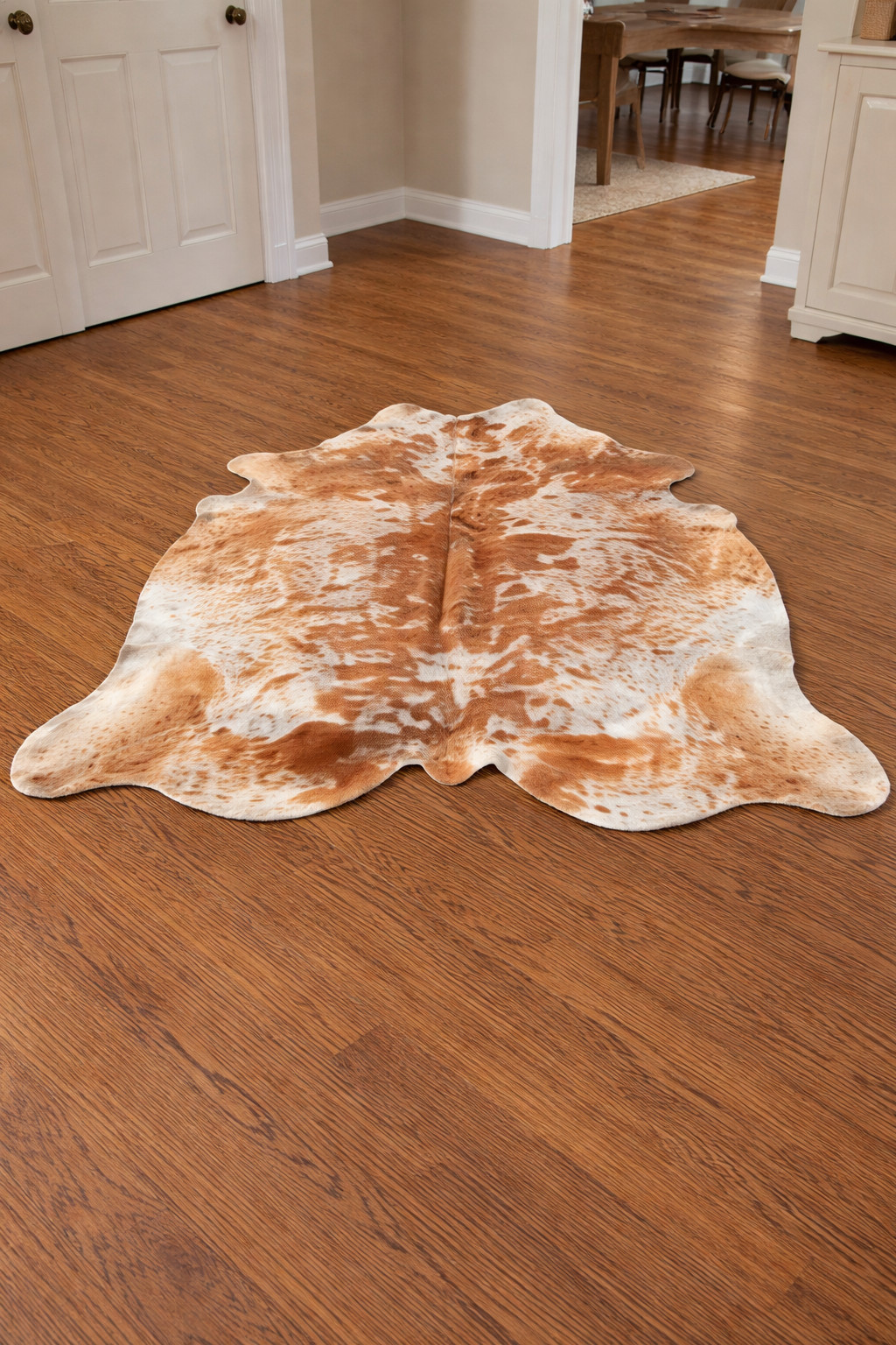 Genuine Tricolor Cowhide Rug Brown White Spotted Real Cow Skin Leather for Decor