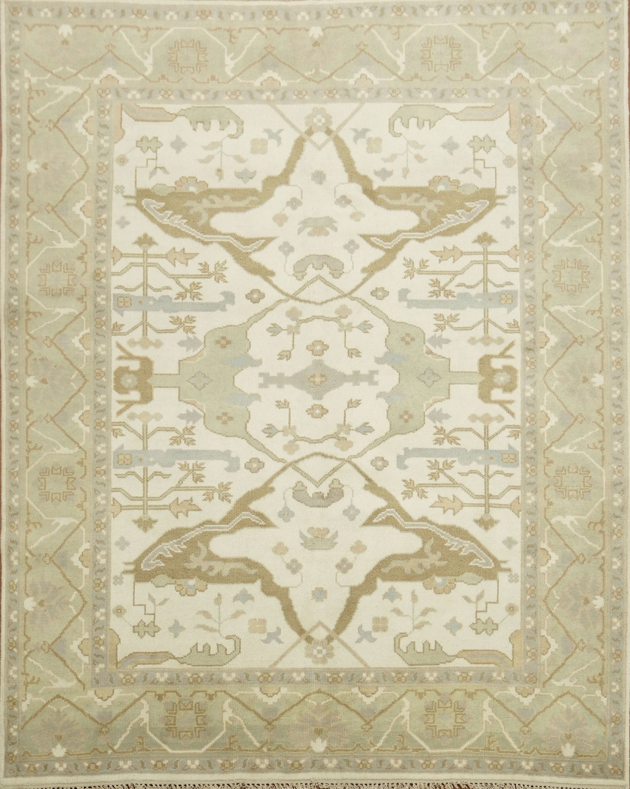 Elegant 8×10 Beige and Blue Area Rug with Classic Design in All-Over Pattern