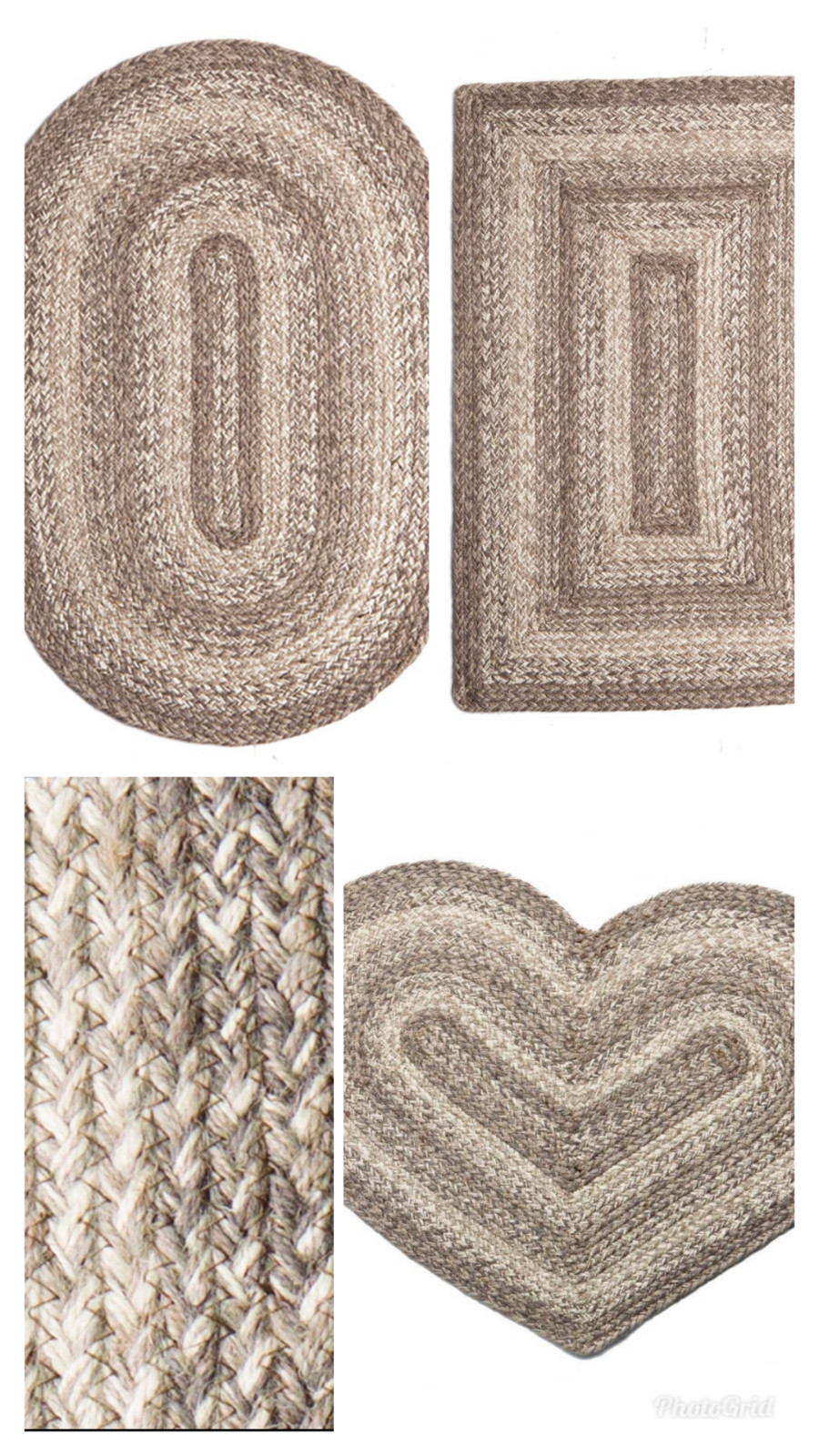 Ashwood Braided Area Rug By IHF Rugs. Oval & Rectangle. Many Sizes. Brown/Gray