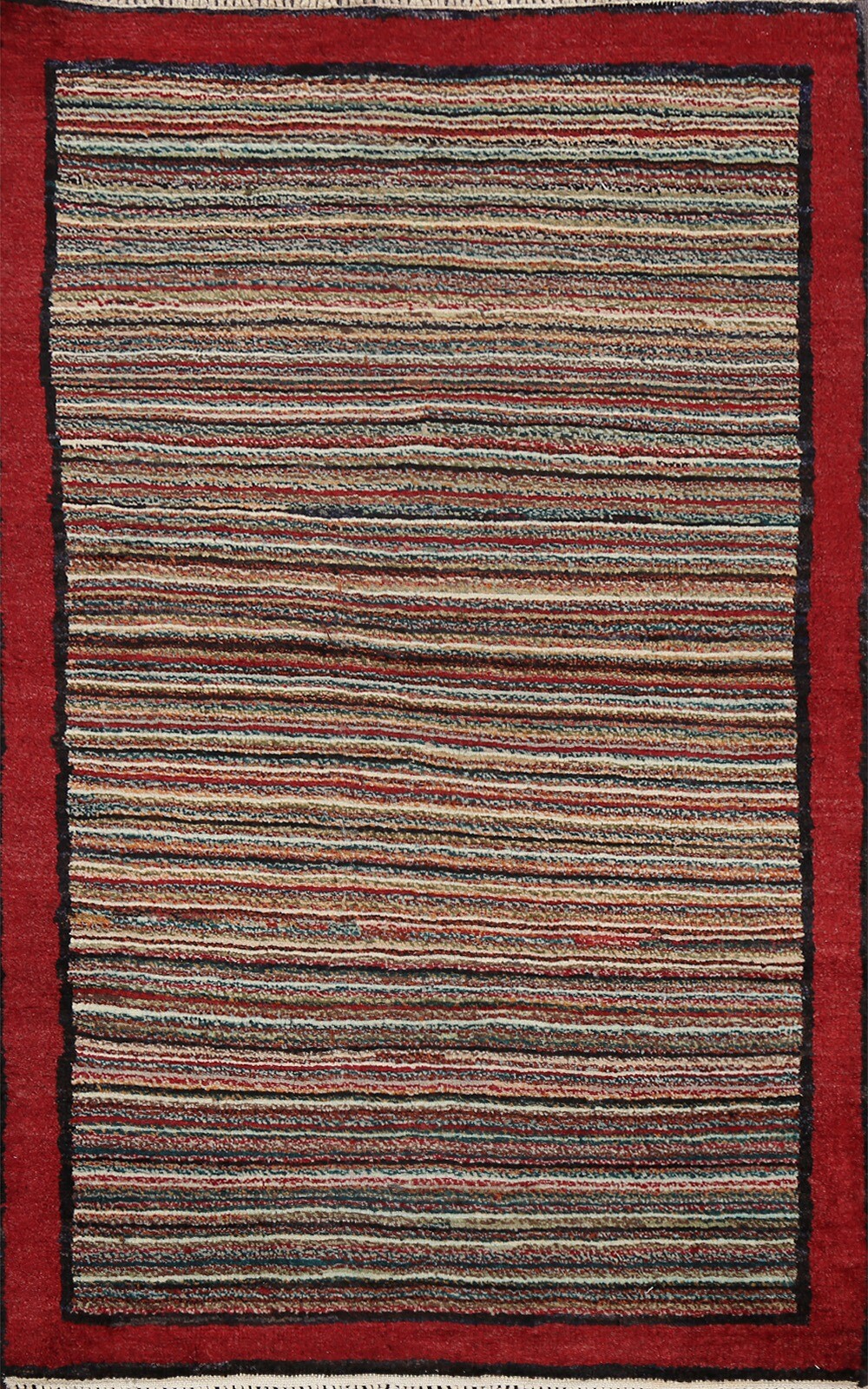 Contemporary Striped Gabbeh Oriental Area Rug Wool Hand-Knotted 3×4 Foyer Carpet